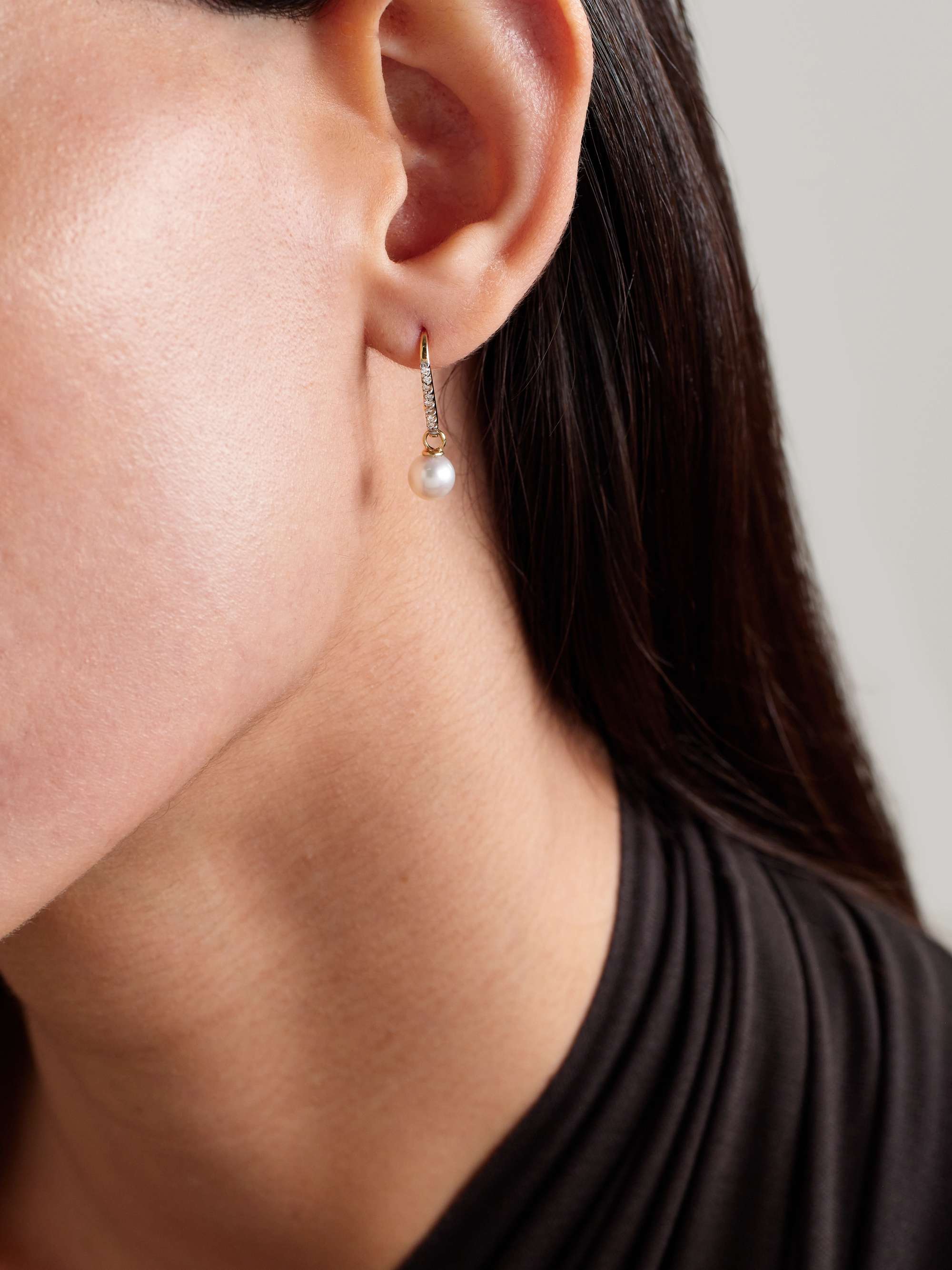 MATEO 14-karat gold, pearl and diamond earrings