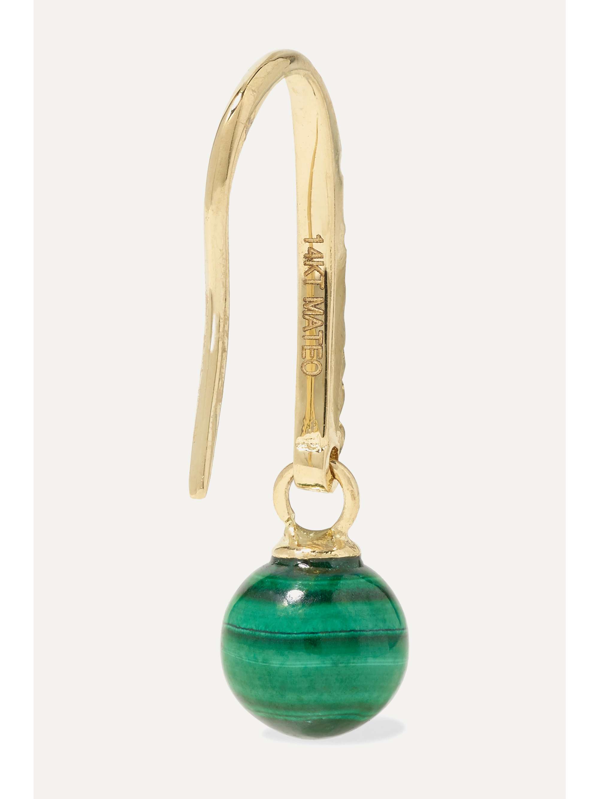 MATEO 14-karat gold, malachite and diamond earrings