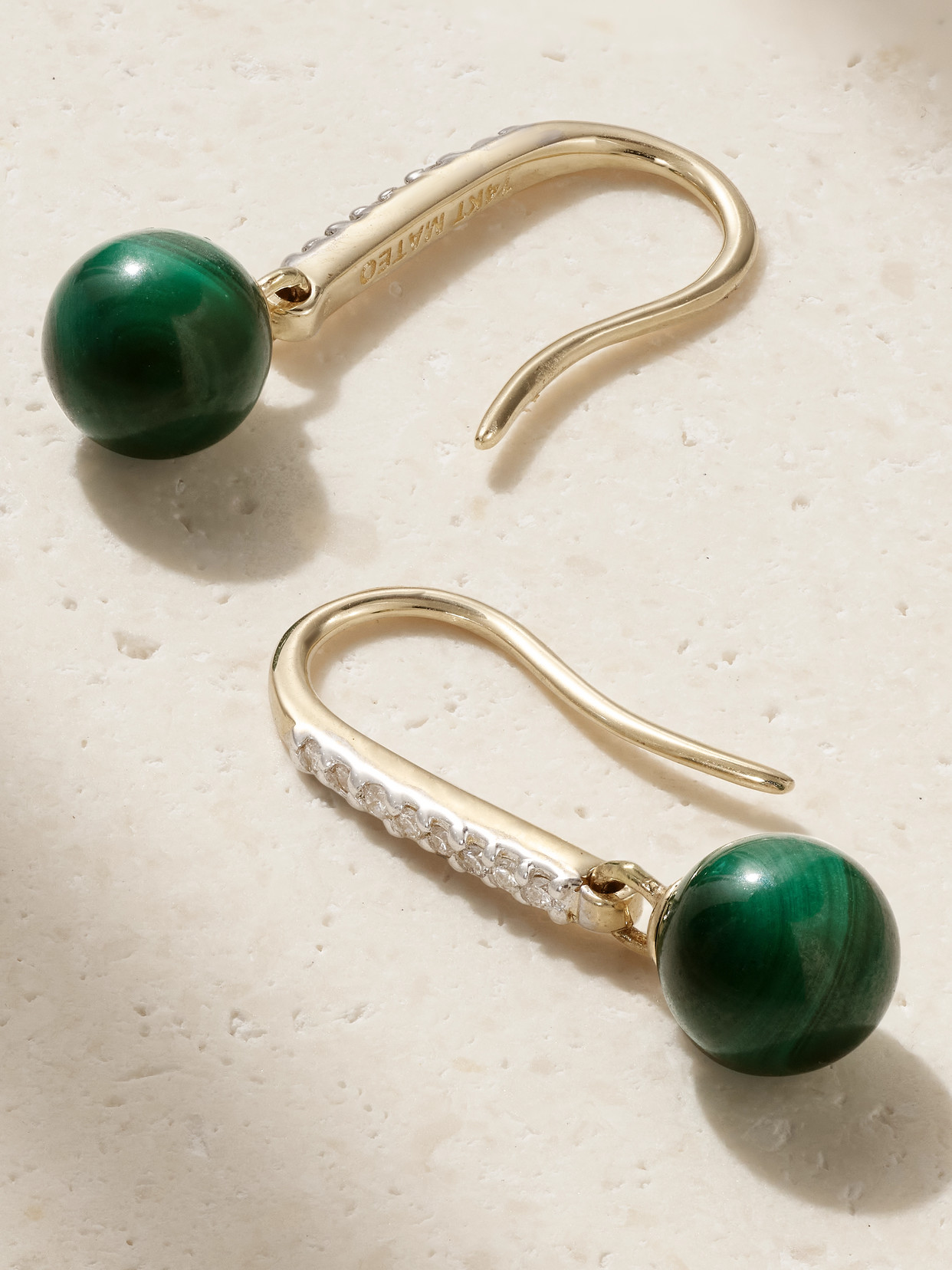 Shop Mateo 14-karat Gold, Malachite And Diamond Earrings