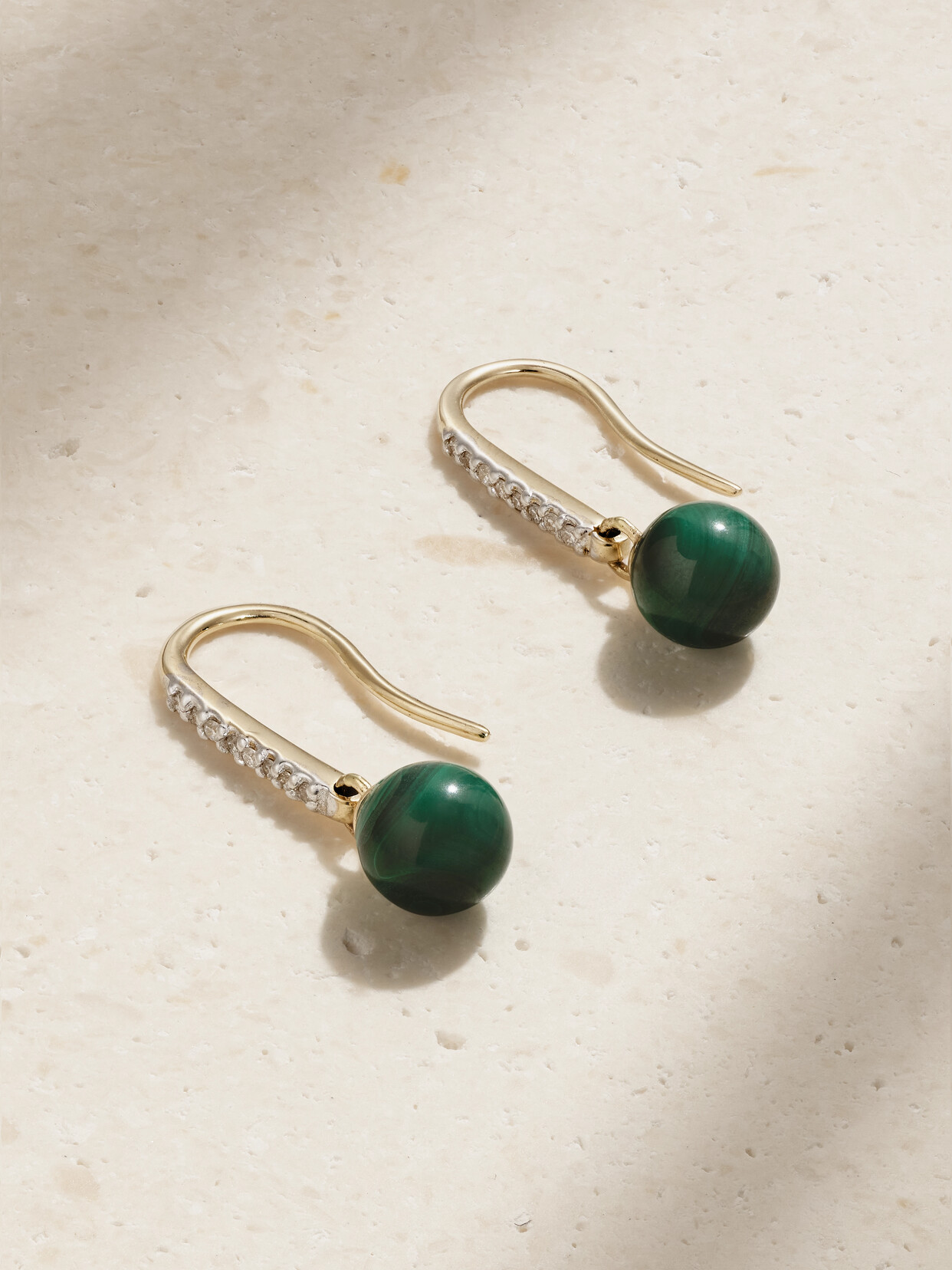 Mateo - 14-karat Gold, Malachite And Diamond Earrings - One size