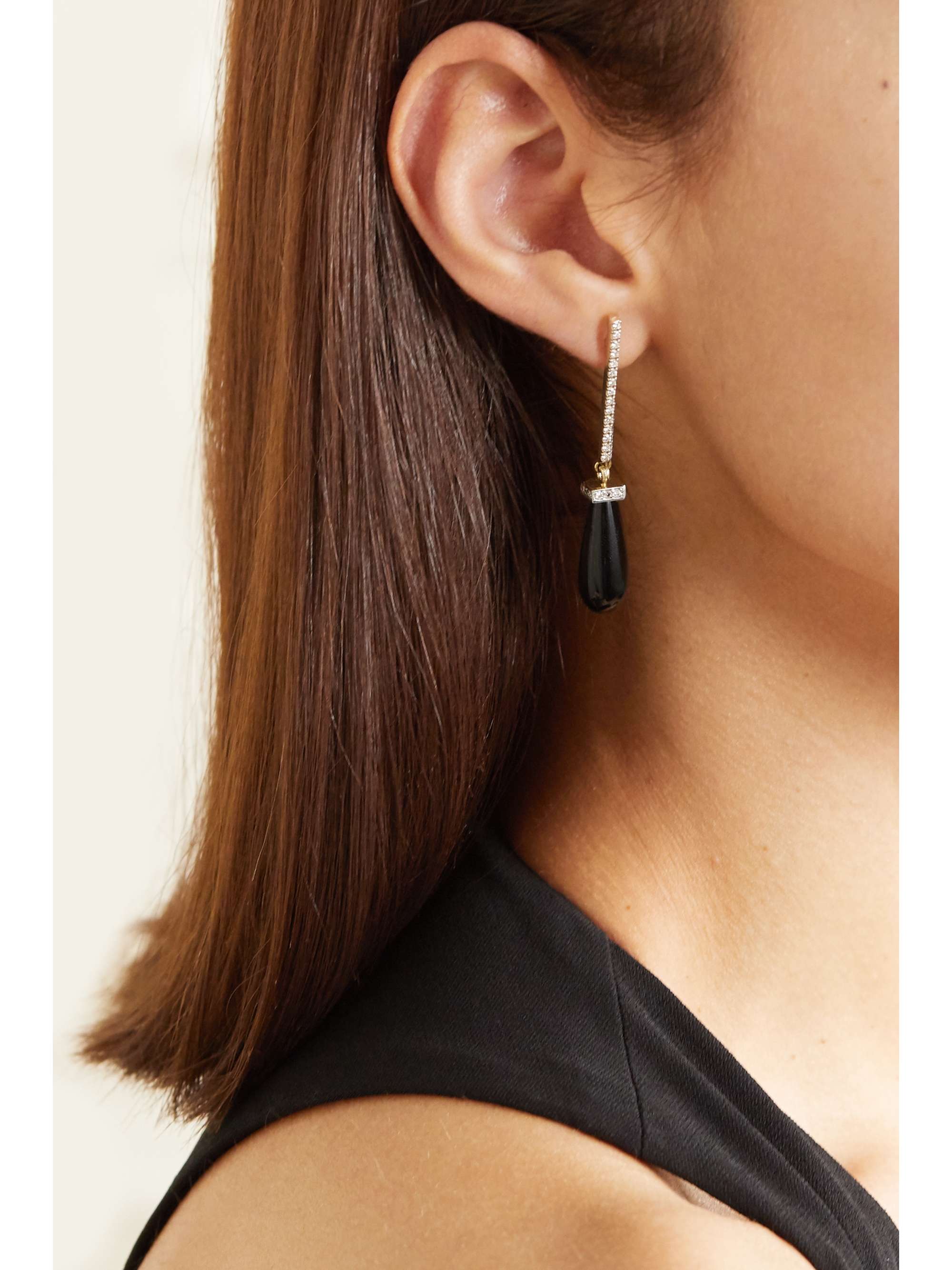 MATEO 14-karat gold, onyx and diamond earrings