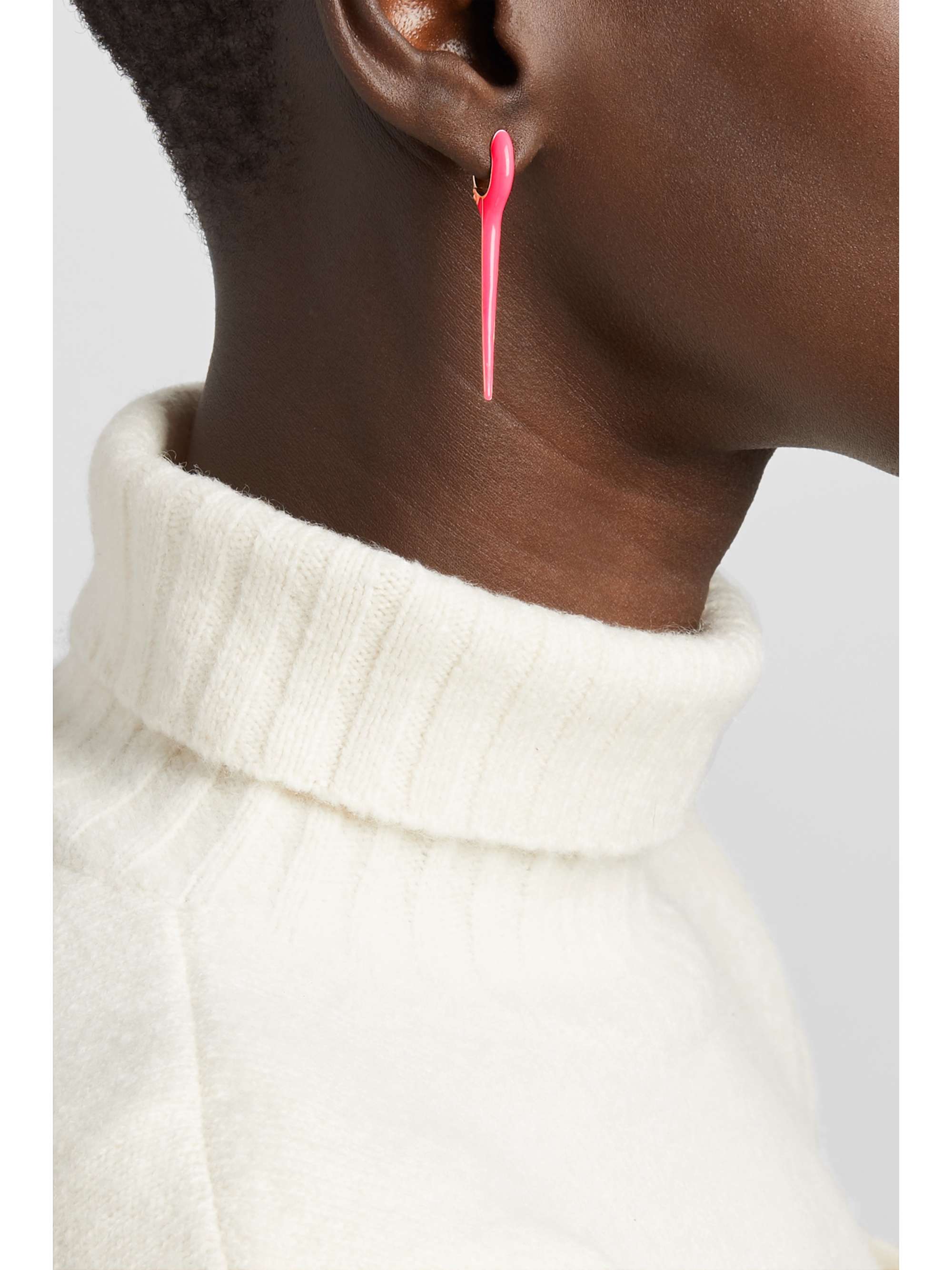 MELISSA KAYE Lola 18-karat rose gold and  enamel earrings