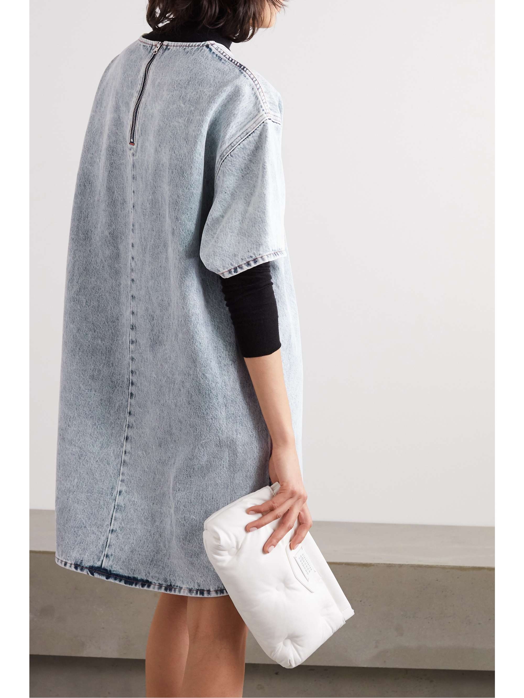 MM6 MAISON MARGIELA Appliquéd acid-wash denim mini dress