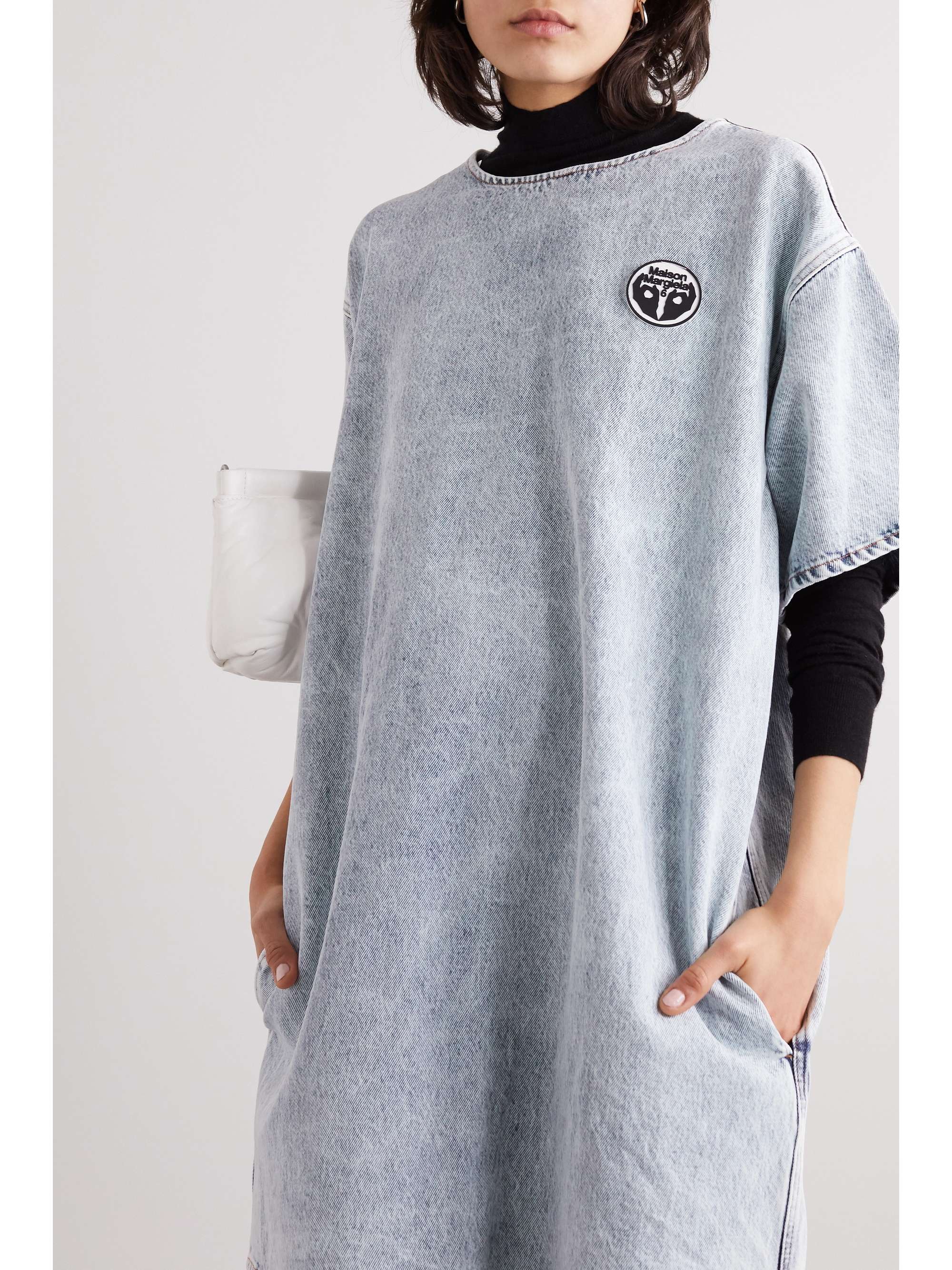 MM6 MAISON MARGIELA Appliquéd acid-wash denim mini dress