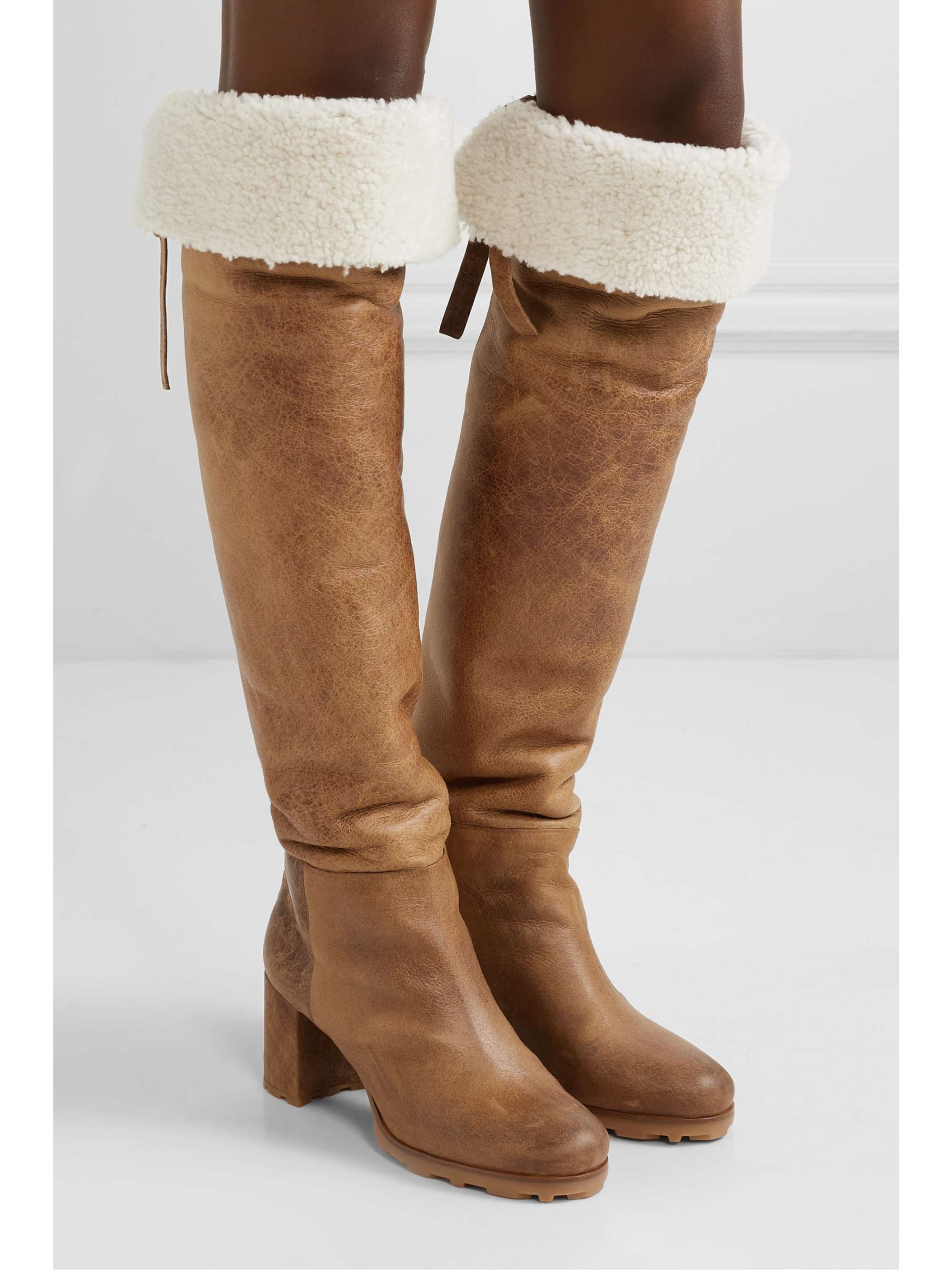 over the knee shearling boot