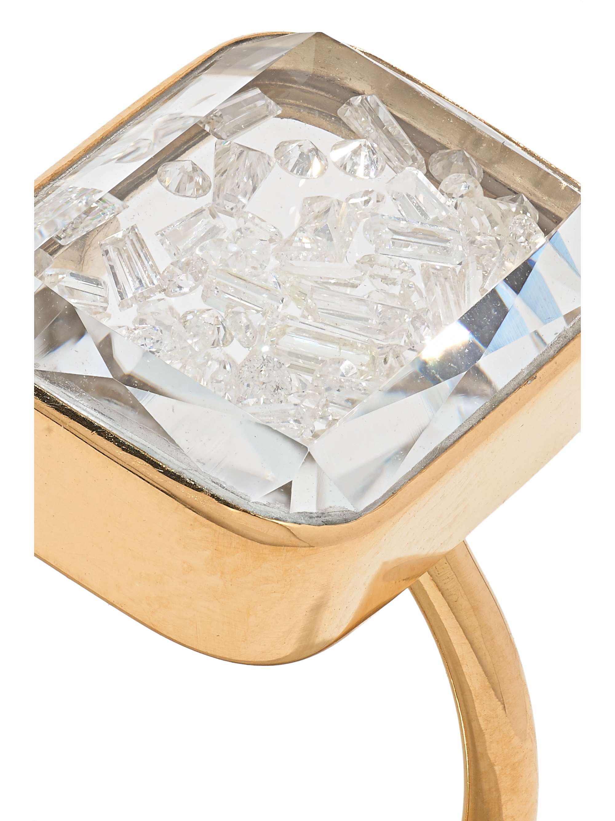 MORITZ GLIK 18-karat gold, sapphire crystal and diamond ring