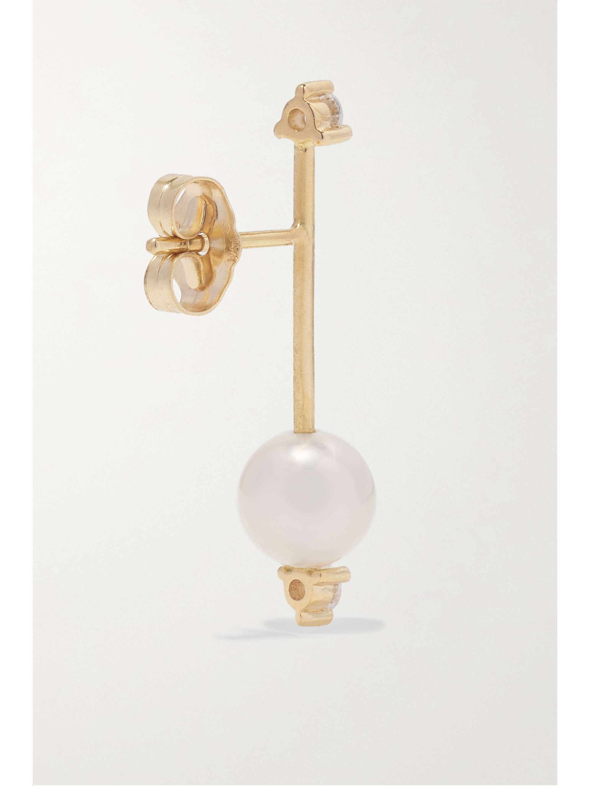 MIZUKI 14-karat gold, pearl and diamond earrings