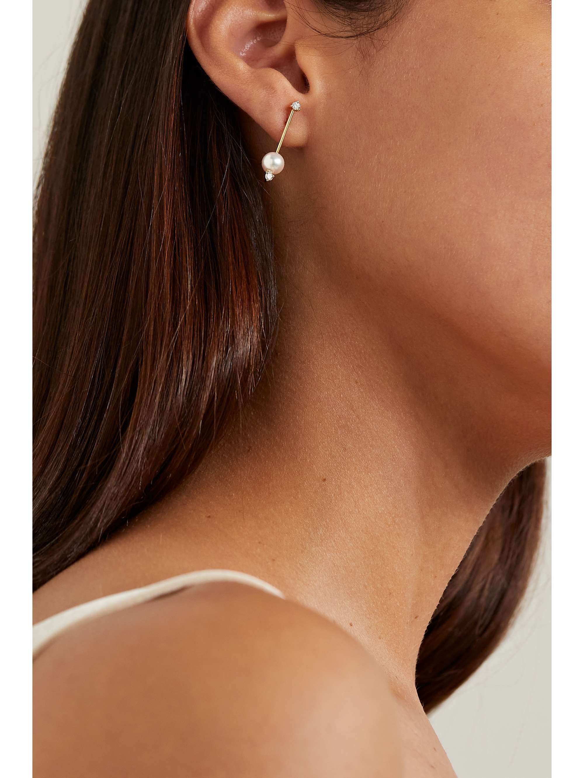 MIZUKI 14-karat gold, pearl and diamond earrings