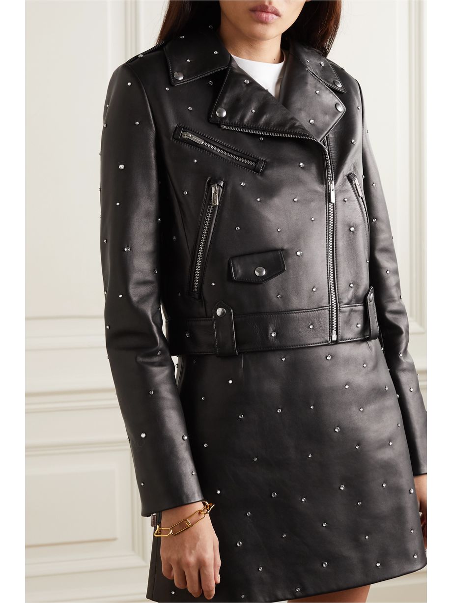 Crystal Embellished Biker Jacket