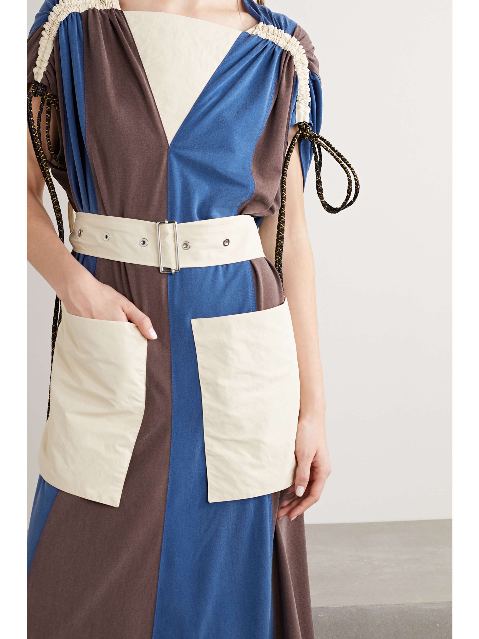 MONCLER GENIUS + 2 Moncler 1952 Abito paneled shell and washed cupro-blend midi dress