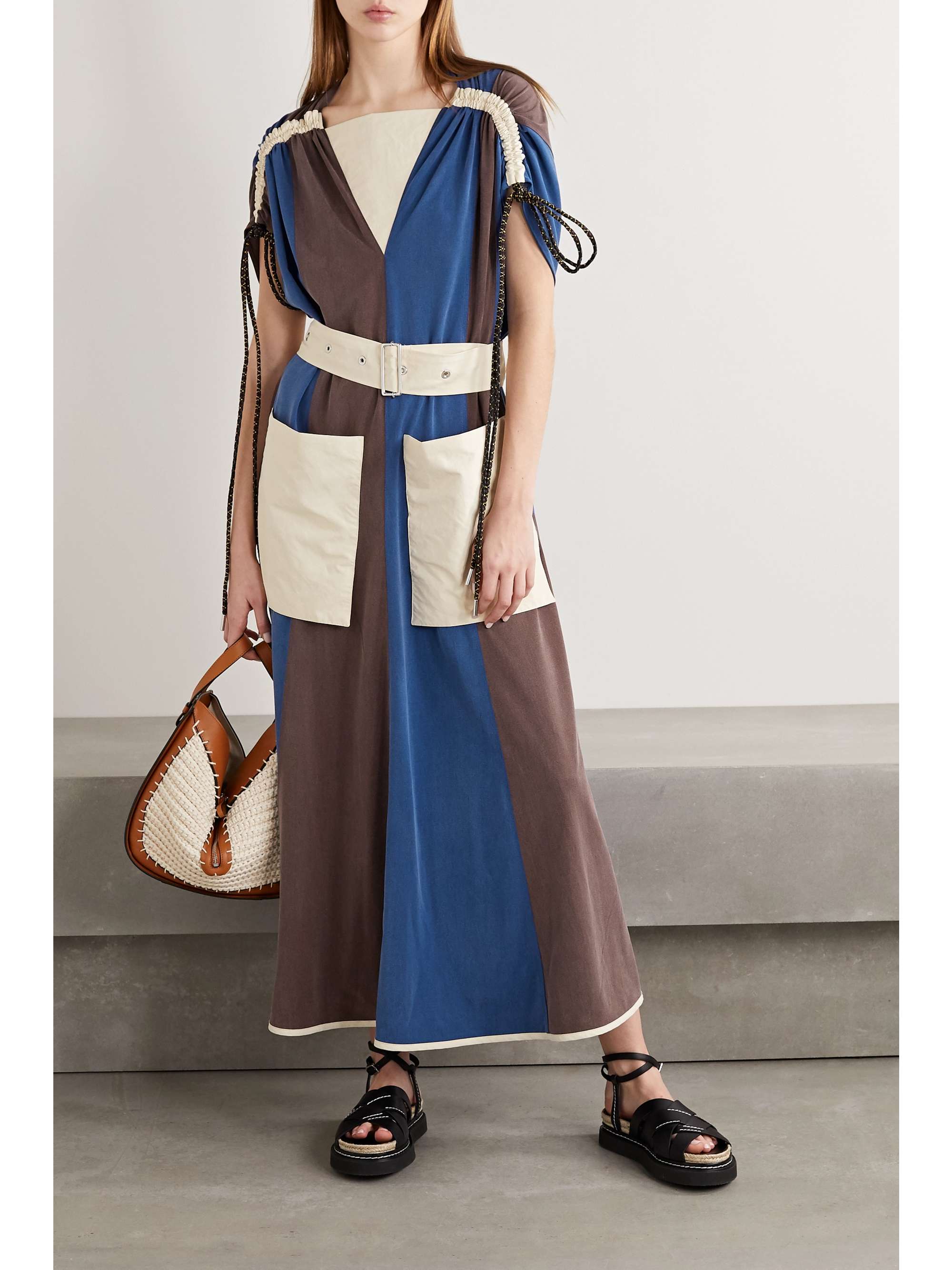 MONCLER GENIUS + 2 Moncler 1952 Abito paneled shell and washed cupro-blend midi dress