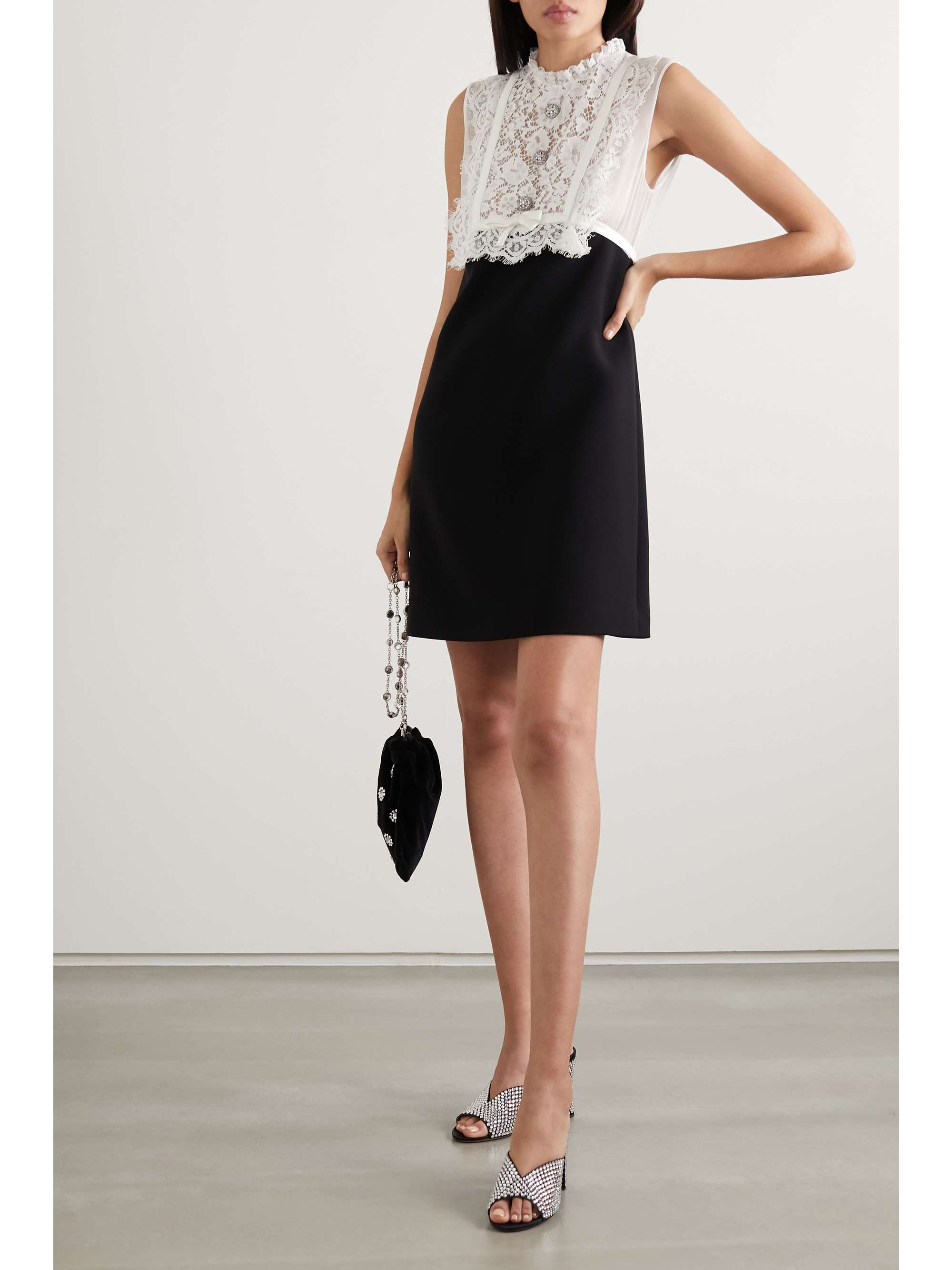 black and white embellished dress