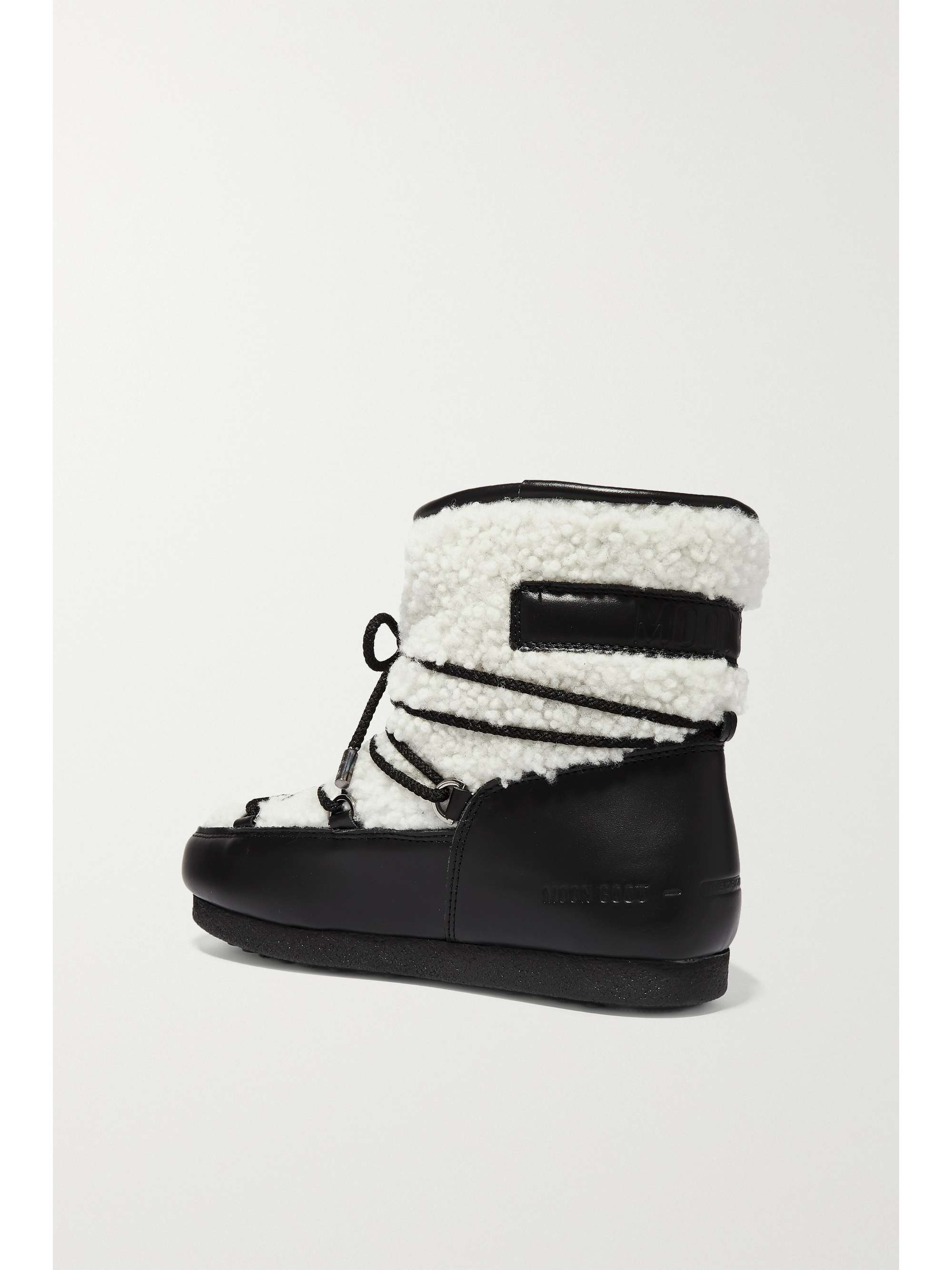 MOON BOOT Far Side two-tone leather and shearling ankle boots
