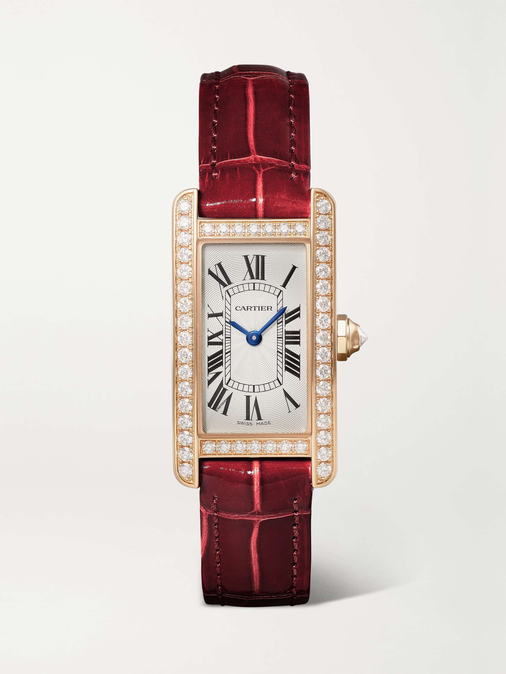 CARTIER Tank Américaine 34.8mm small 18-karat rose gold, alligator and ...