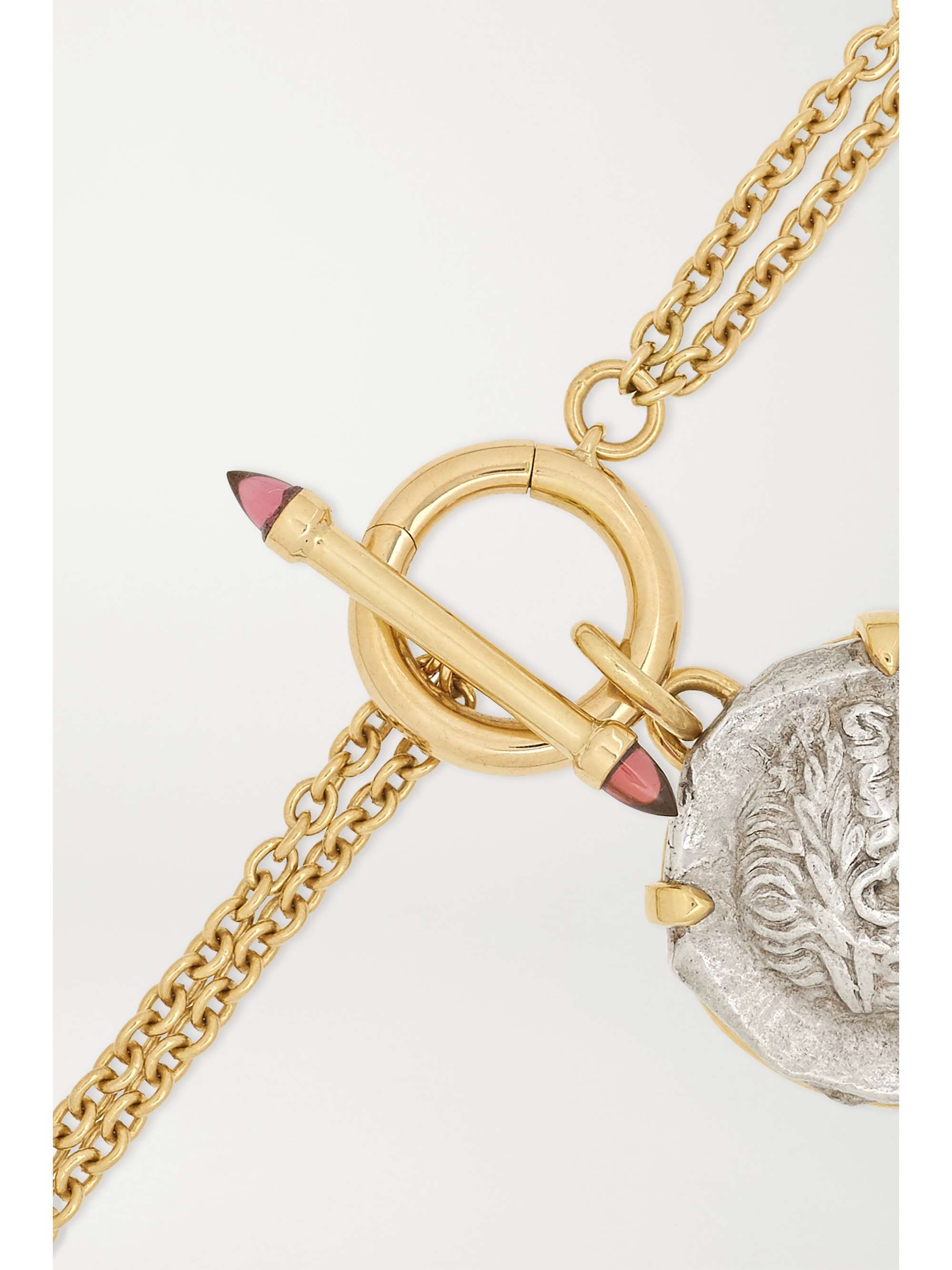 DUBINI Apollo Kette aus 18 Karat Gold und Silber mit Rhodolithen