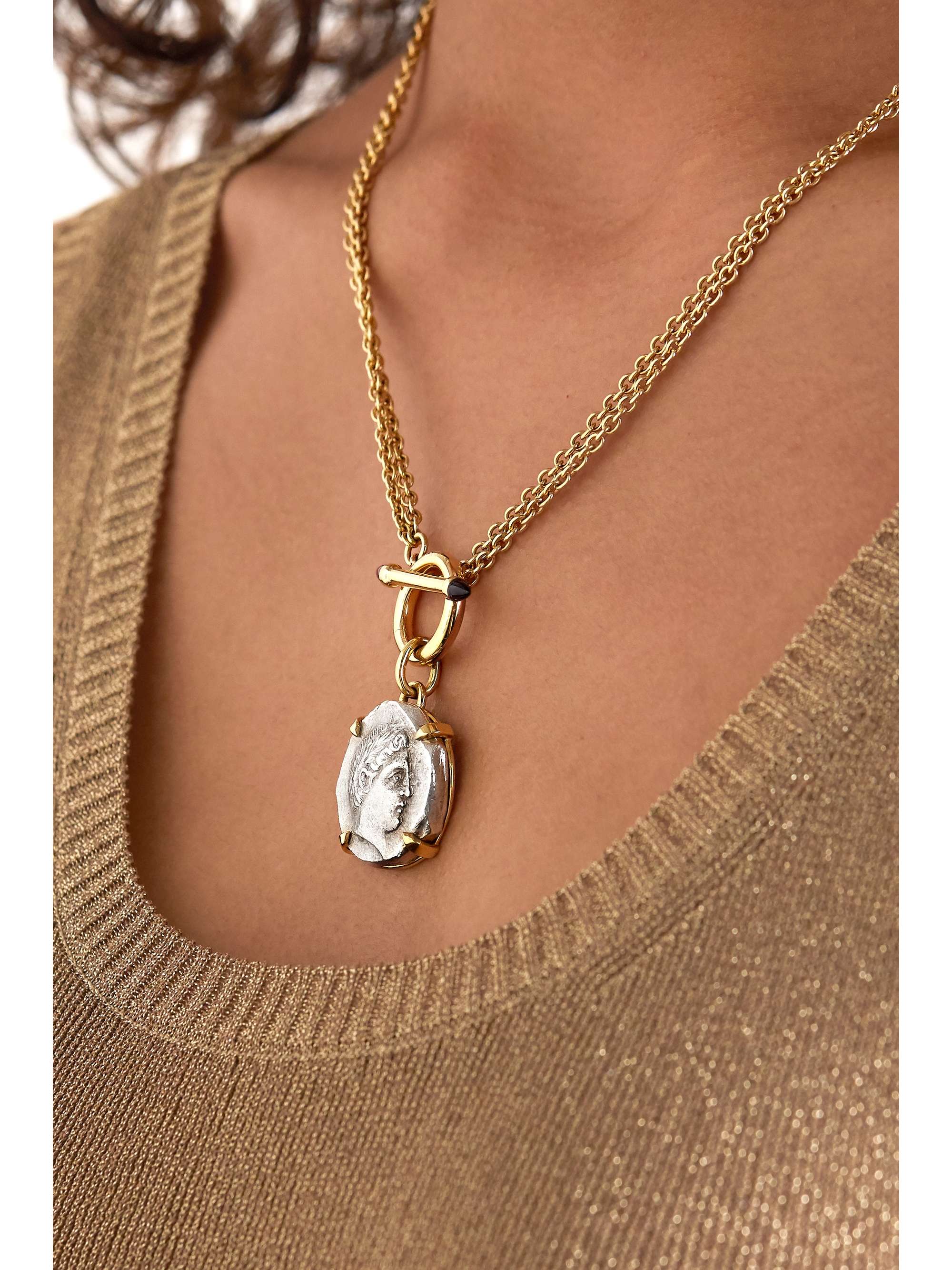 DUBINI Apollo Kette aus 18 Karat Gold und Silber mit Rhodolithen