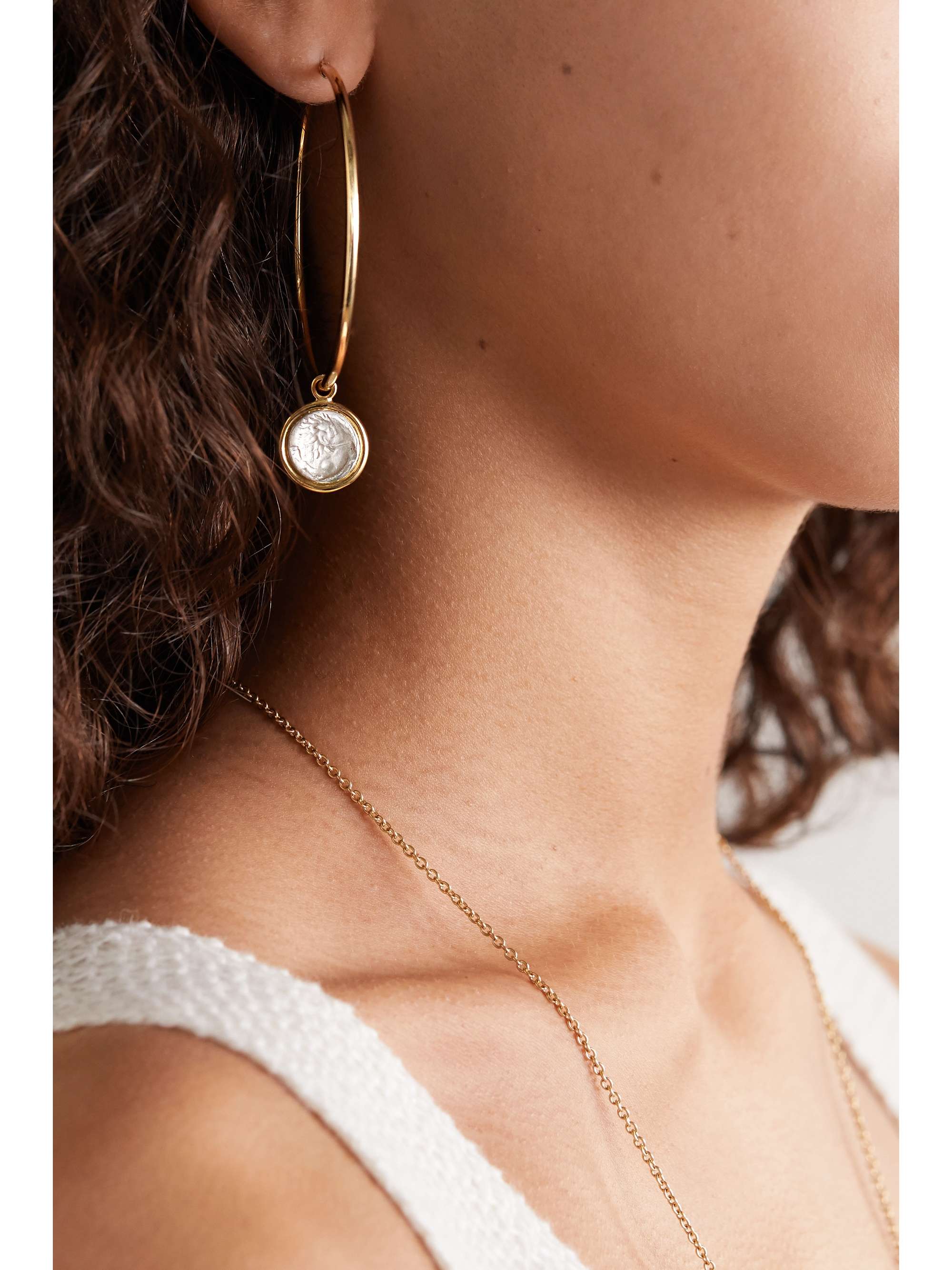 DUBINI Lion 18-karat gold and sterling silver hoop earrings
