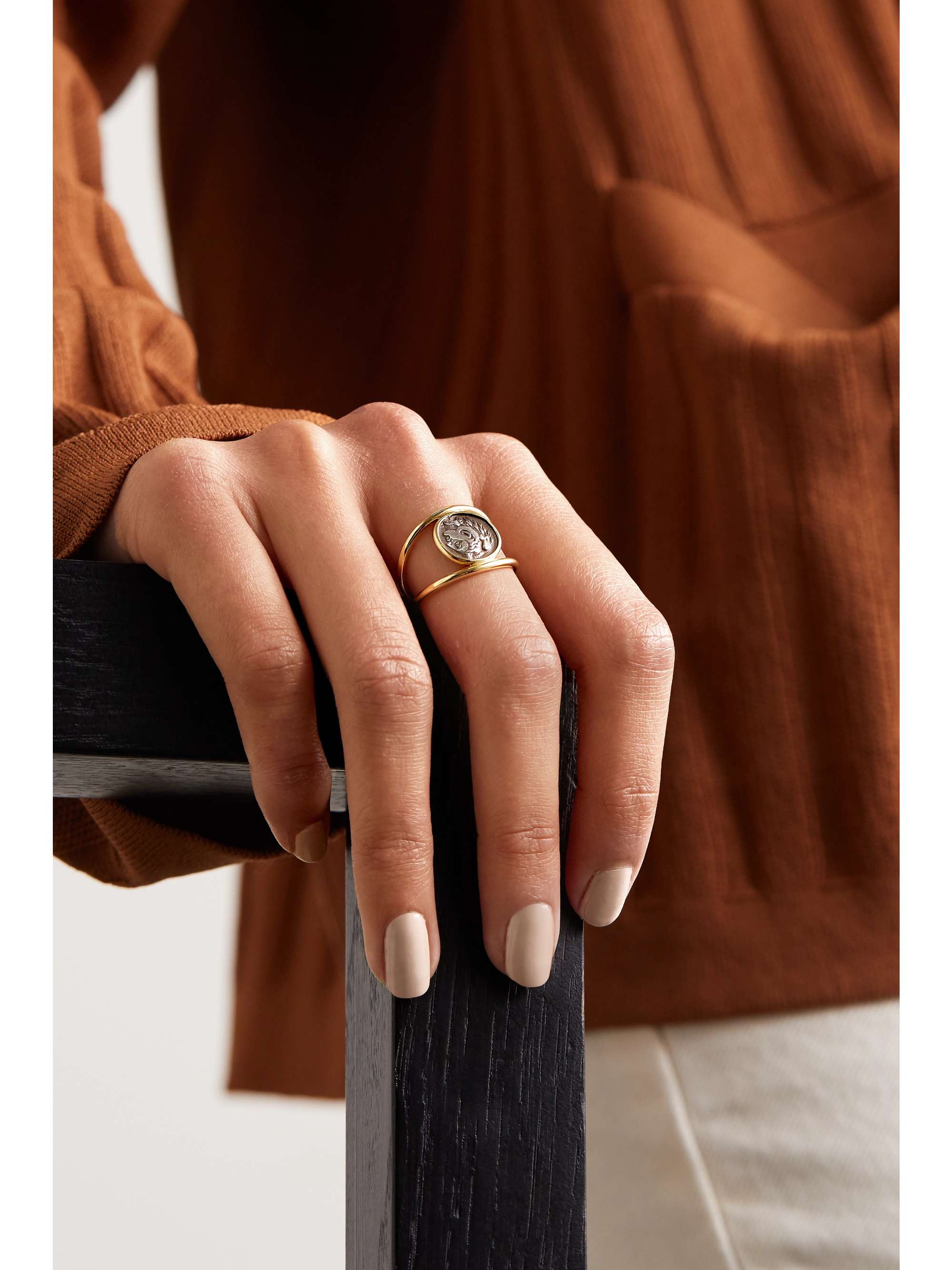 DUBINI Alexander the Great 18-karat gold and sterling silver ring