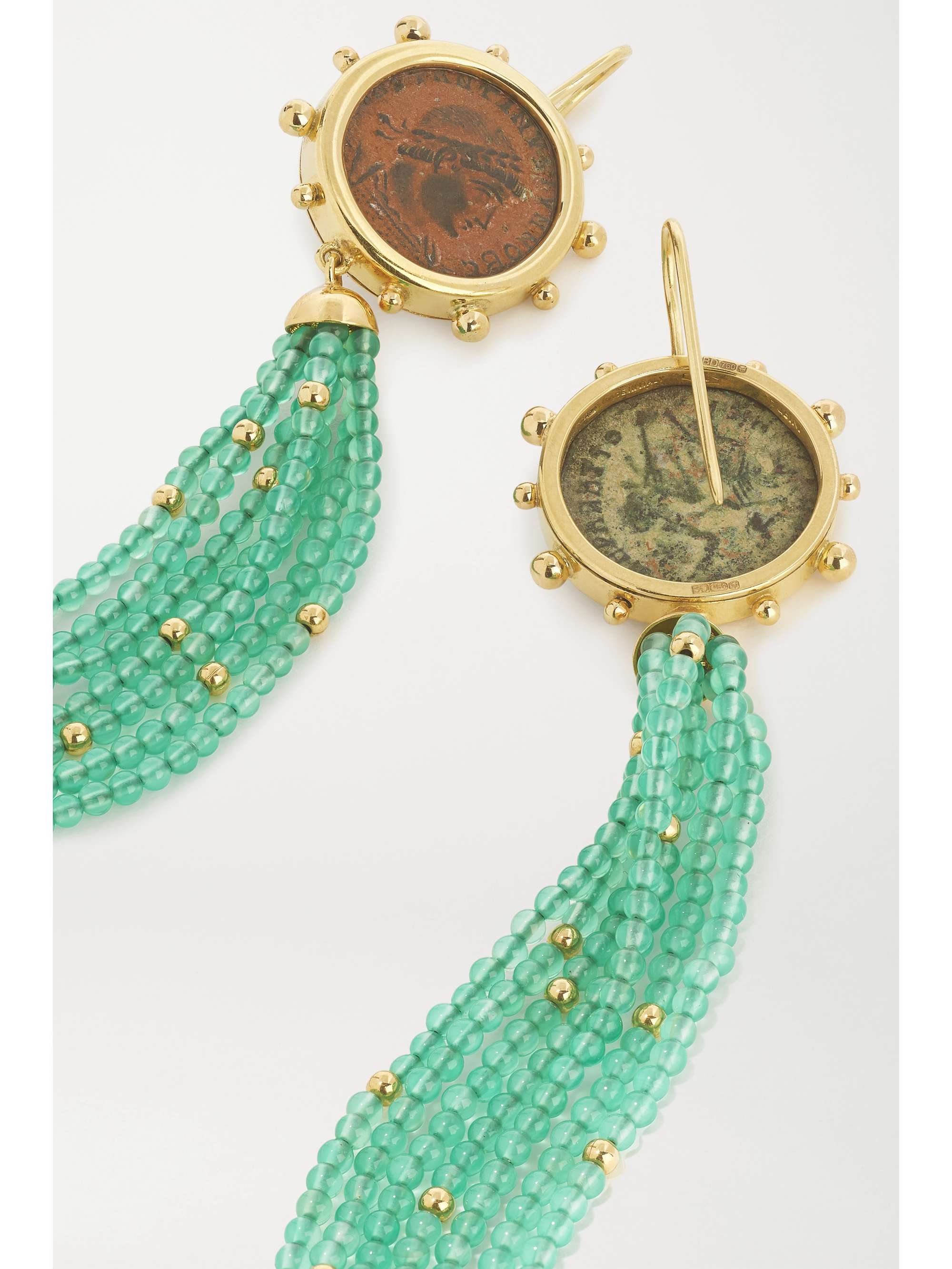 DUBINI Constantine 18-karat gold, bronze and agate earrings