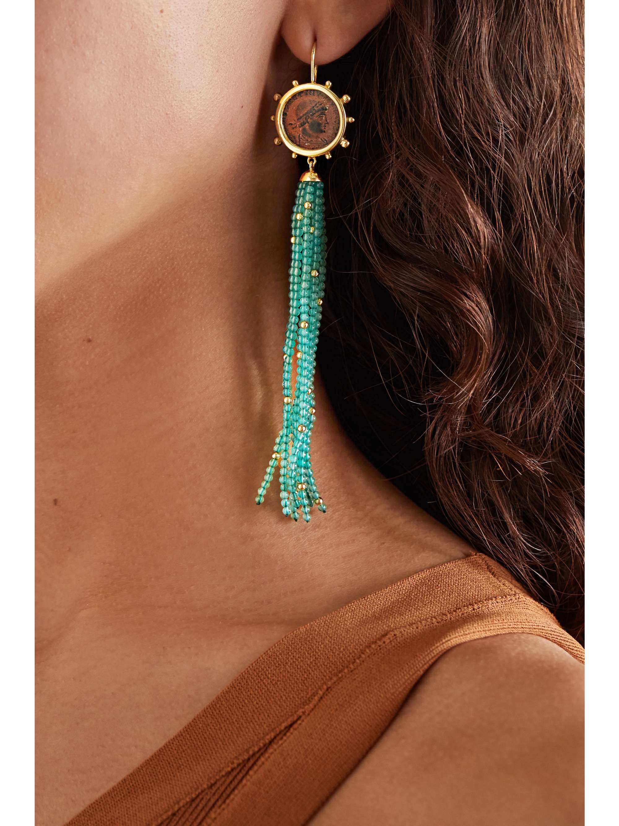 DUBINI Constantine 18-karat gold, bronze and agate earrings