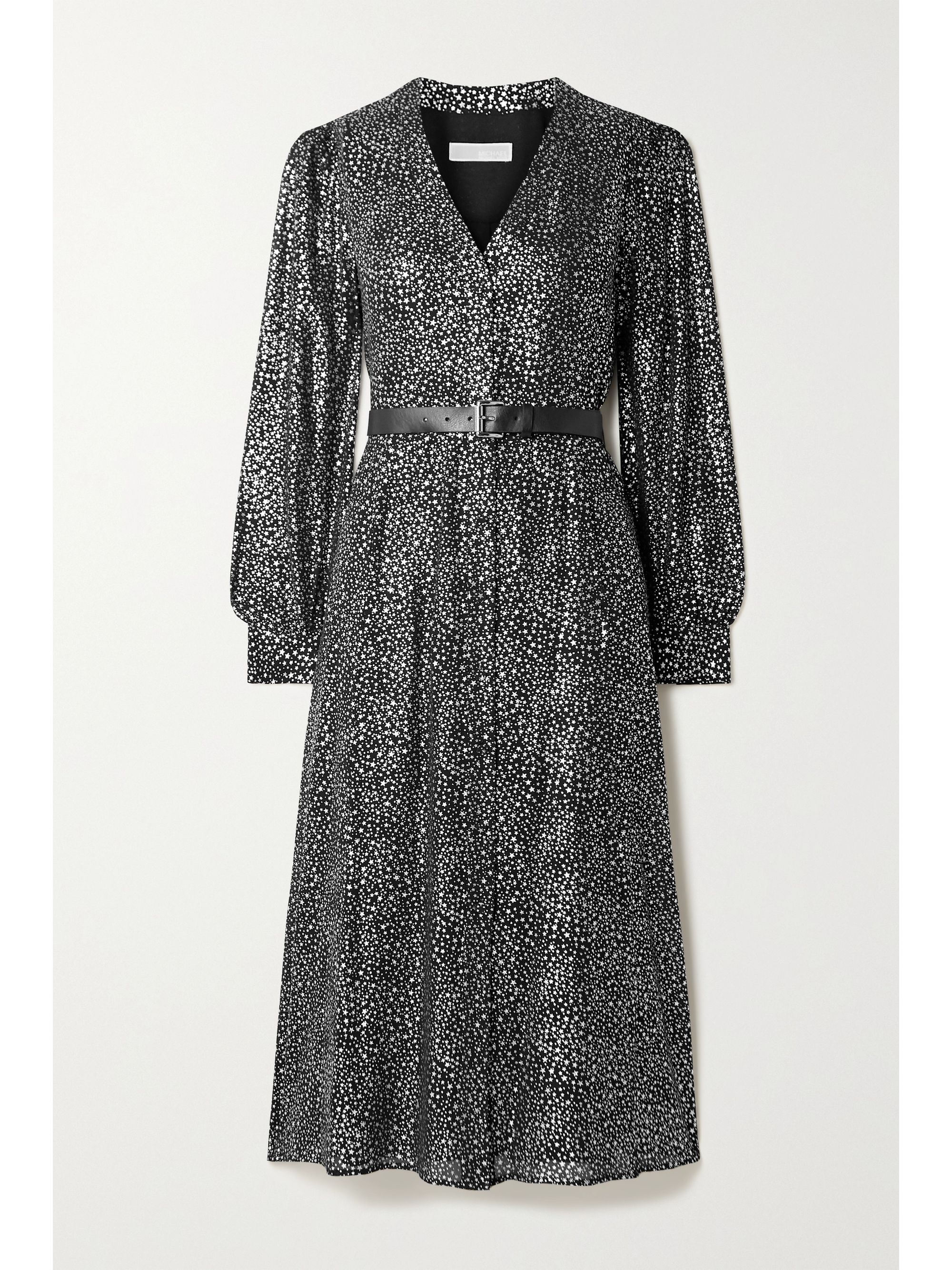 black printed belted dress