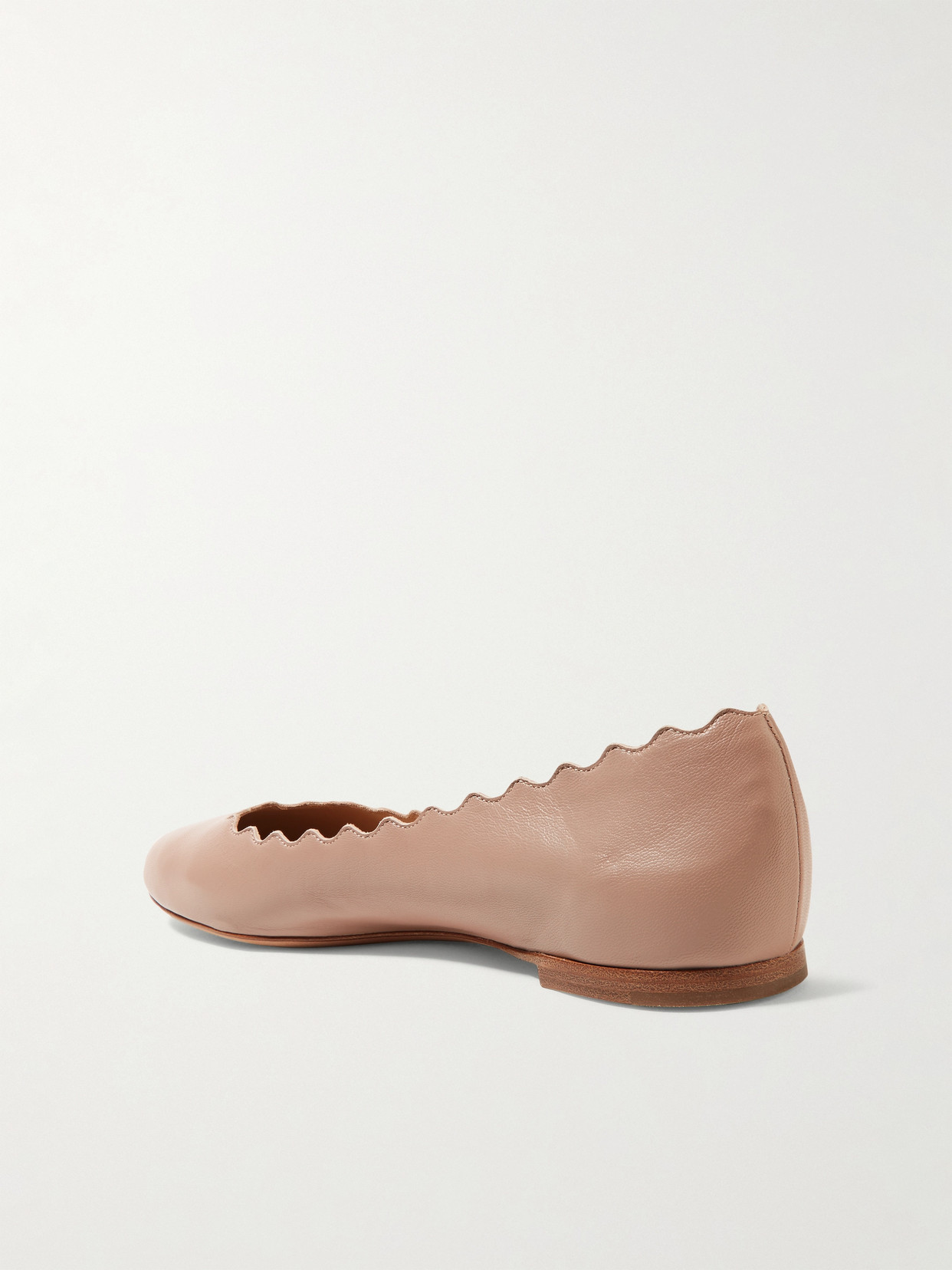 Chloé Lauren Scalloped Leather Ballet Flats In Pink