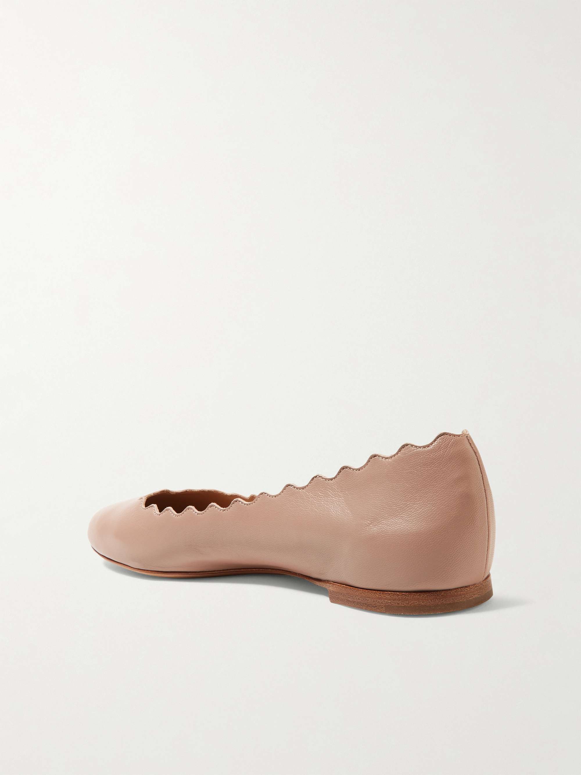 CHLOÉ + NET SUSTAIN Lauren scalloped leather ballet flats