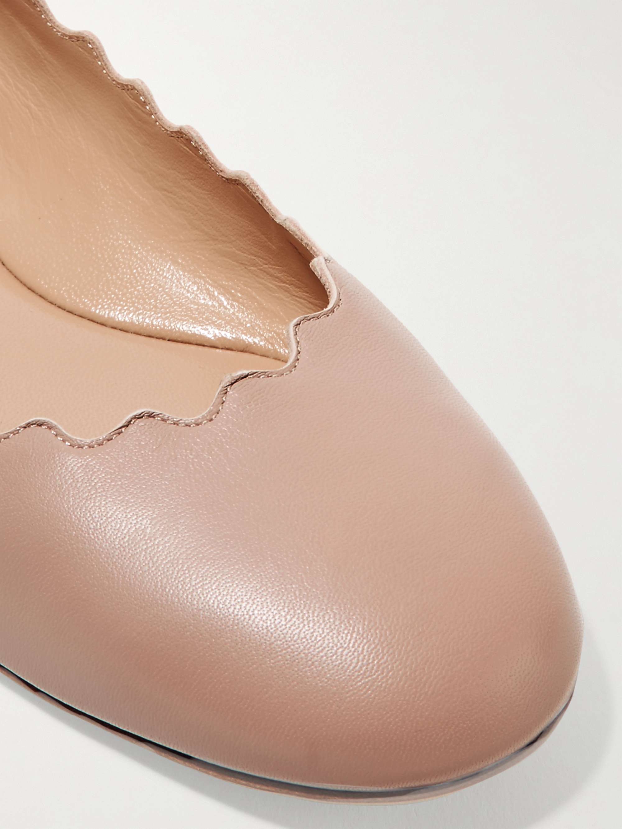 CHLOÉ + NET SUSTAIN Lauren scalloped leather ballet flats
