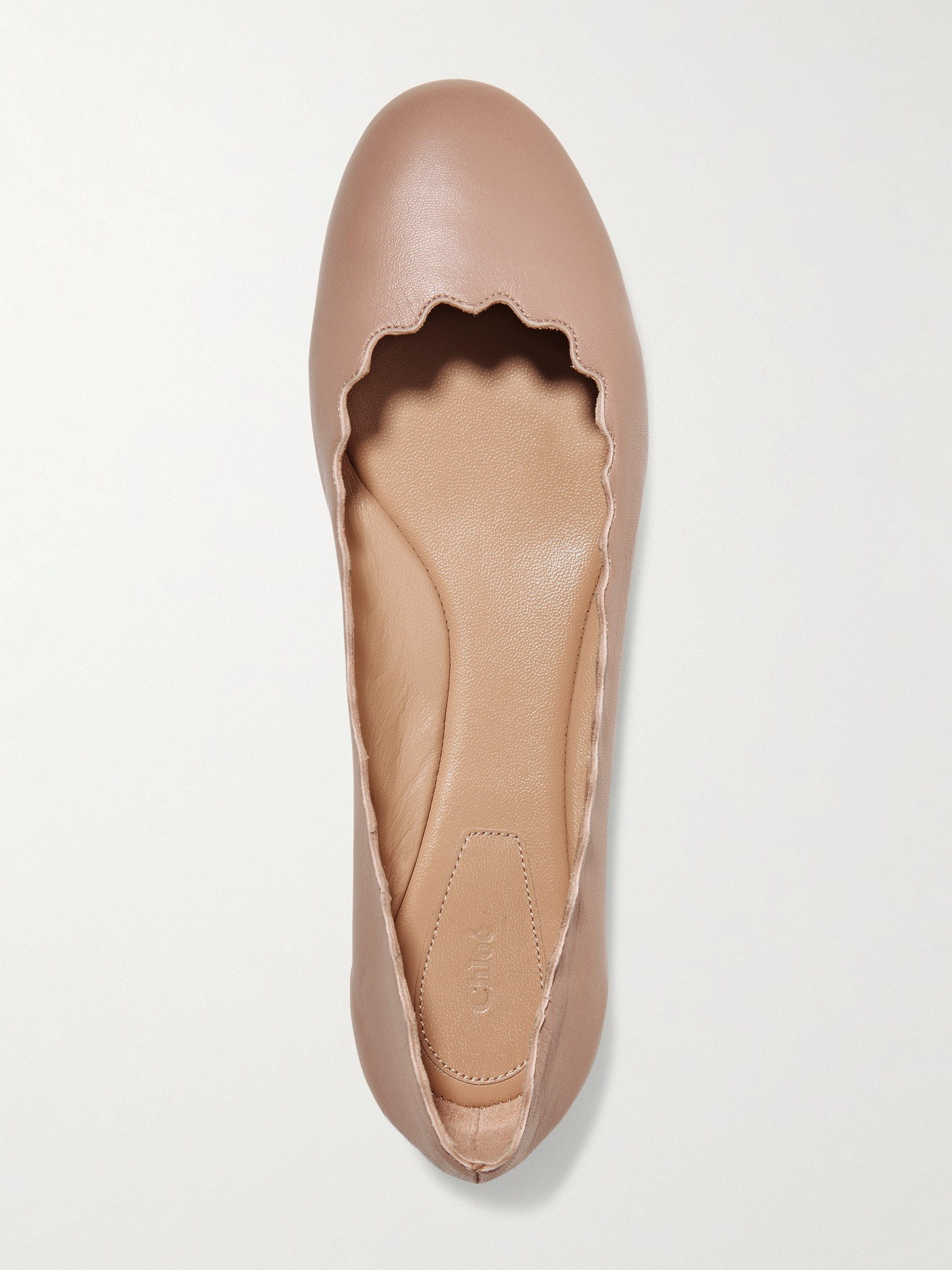 Chloé Lauren Scalloped Leather Ballet Flats In Pink
