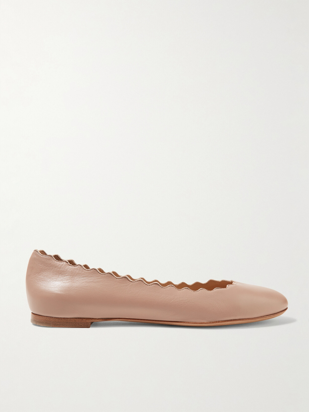 Chloé Lauren Scalloped Leather Ballet Flats In Pink