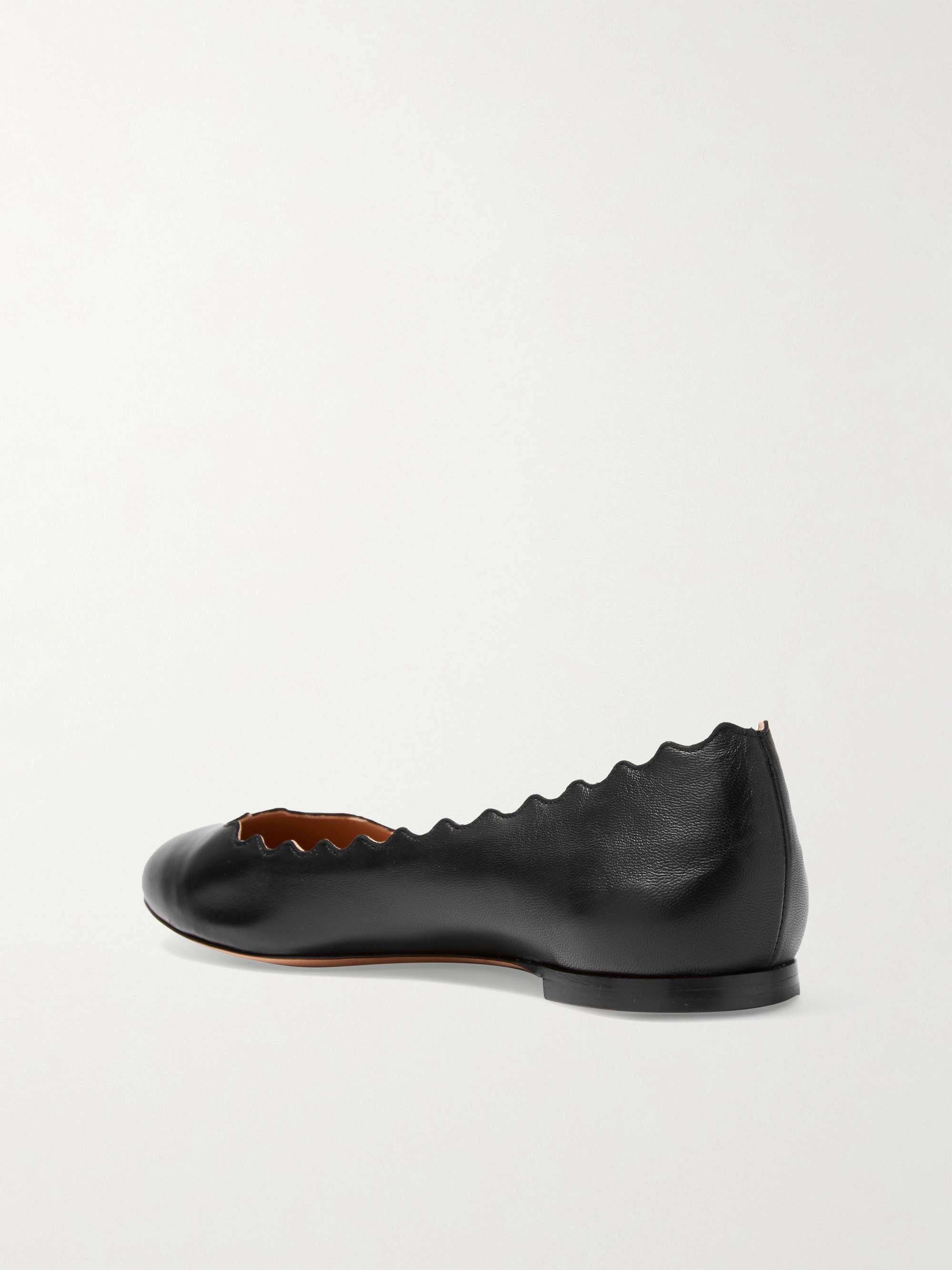 CHLOÉ + NET SUSTAIN Lauren scalloped leather ballet flats