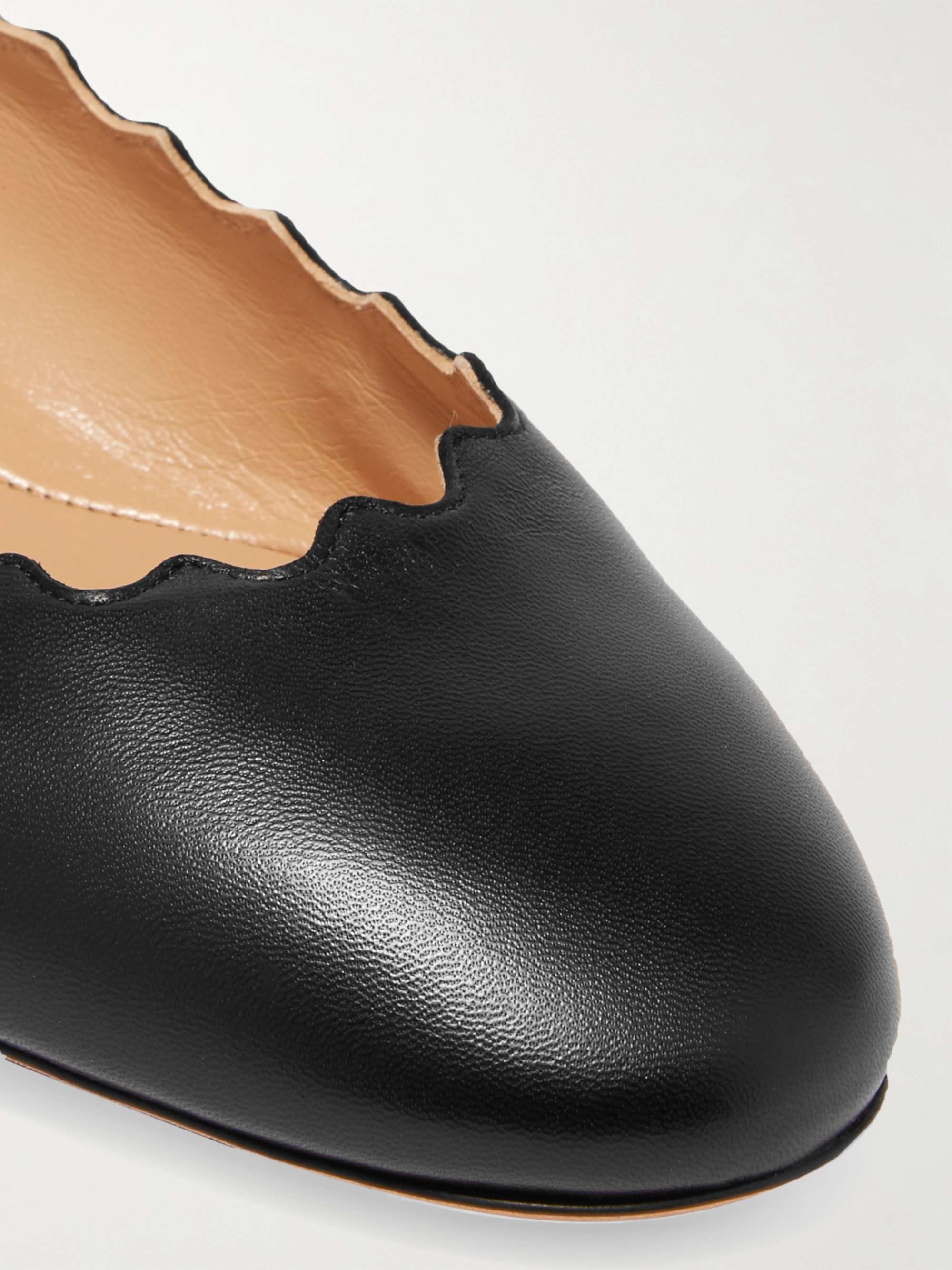 black scalloped ballet flats TGS A.A