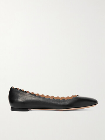 Chloé + NET SUSTAIN Lauren scalloped leather ballet flats