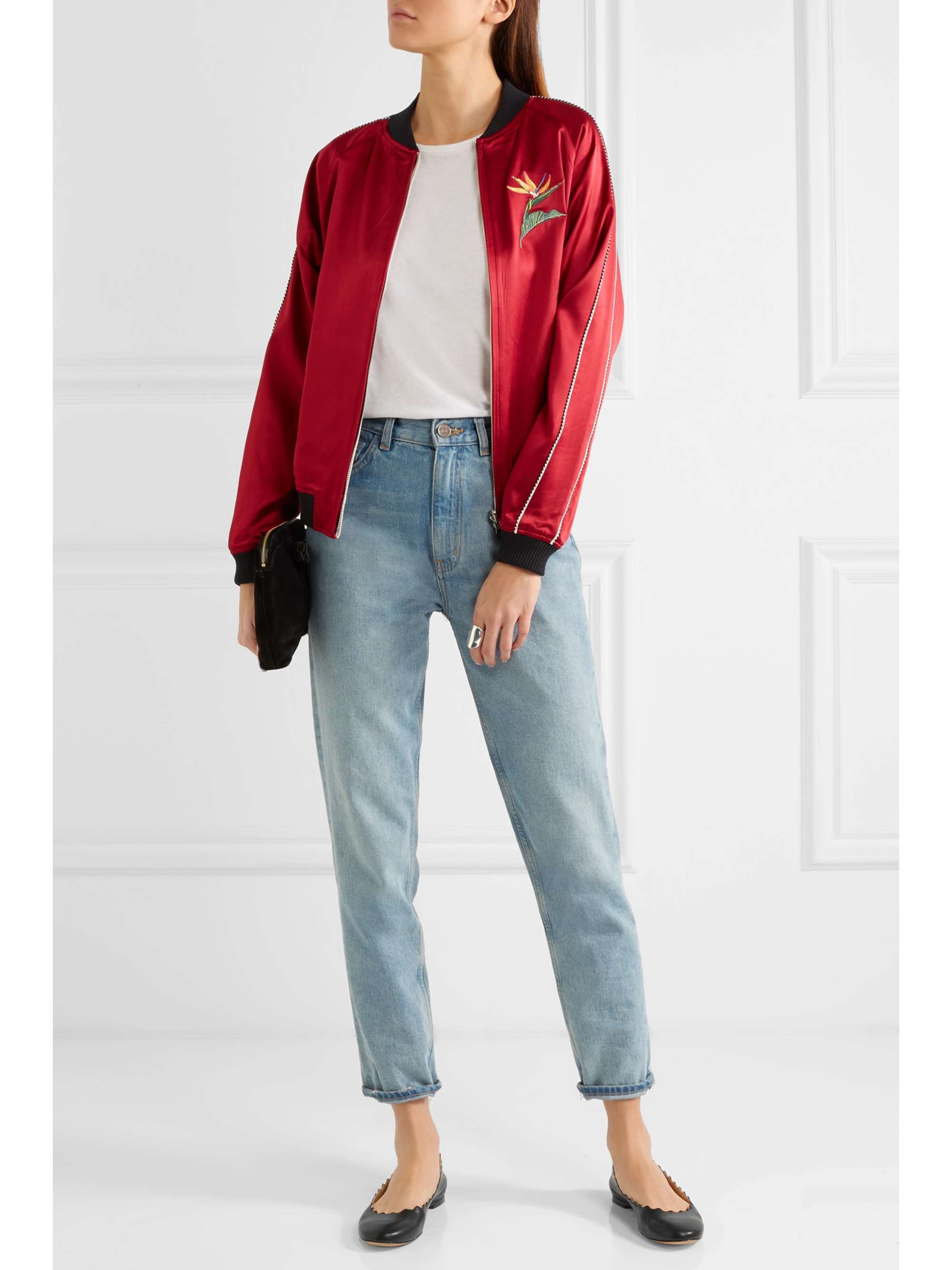 CHLOÉ + NET SUSTAIN Lauren scalloped leather ballet flats