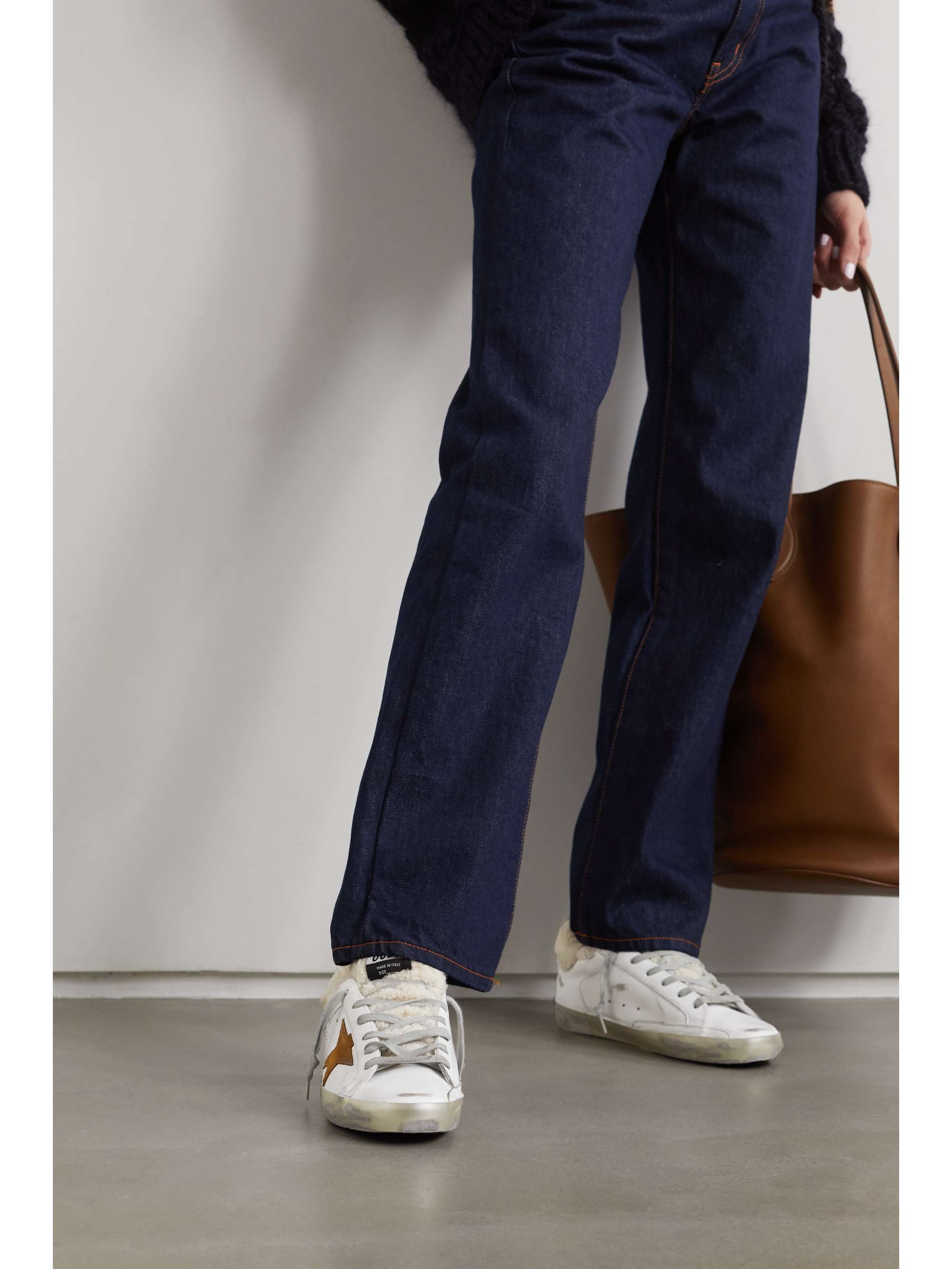 GOLDEN GOOSE Superstar distressed leather and suede sneakers