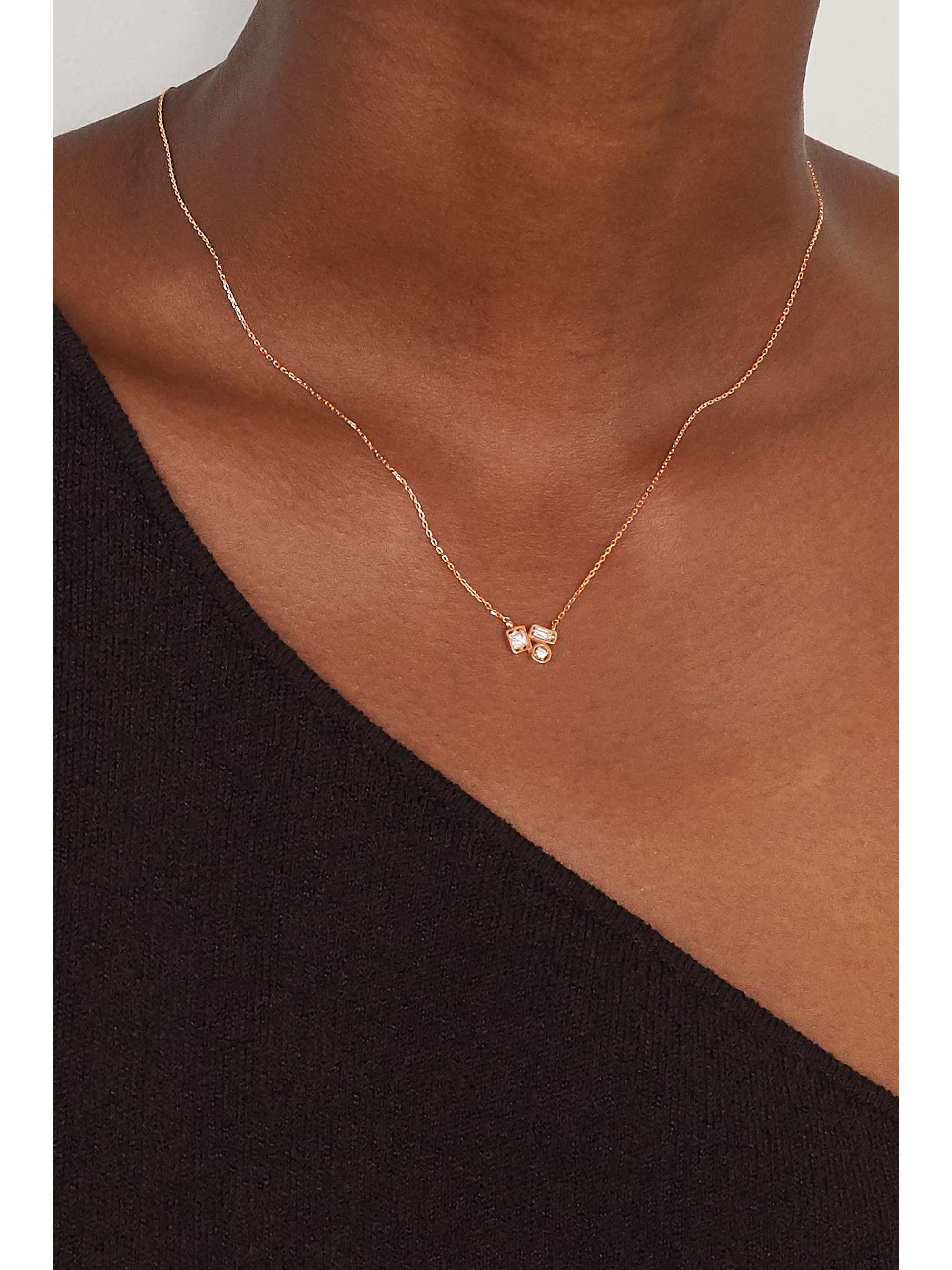 SUZANNE KALAN 18-karat rose gold diamond necklace