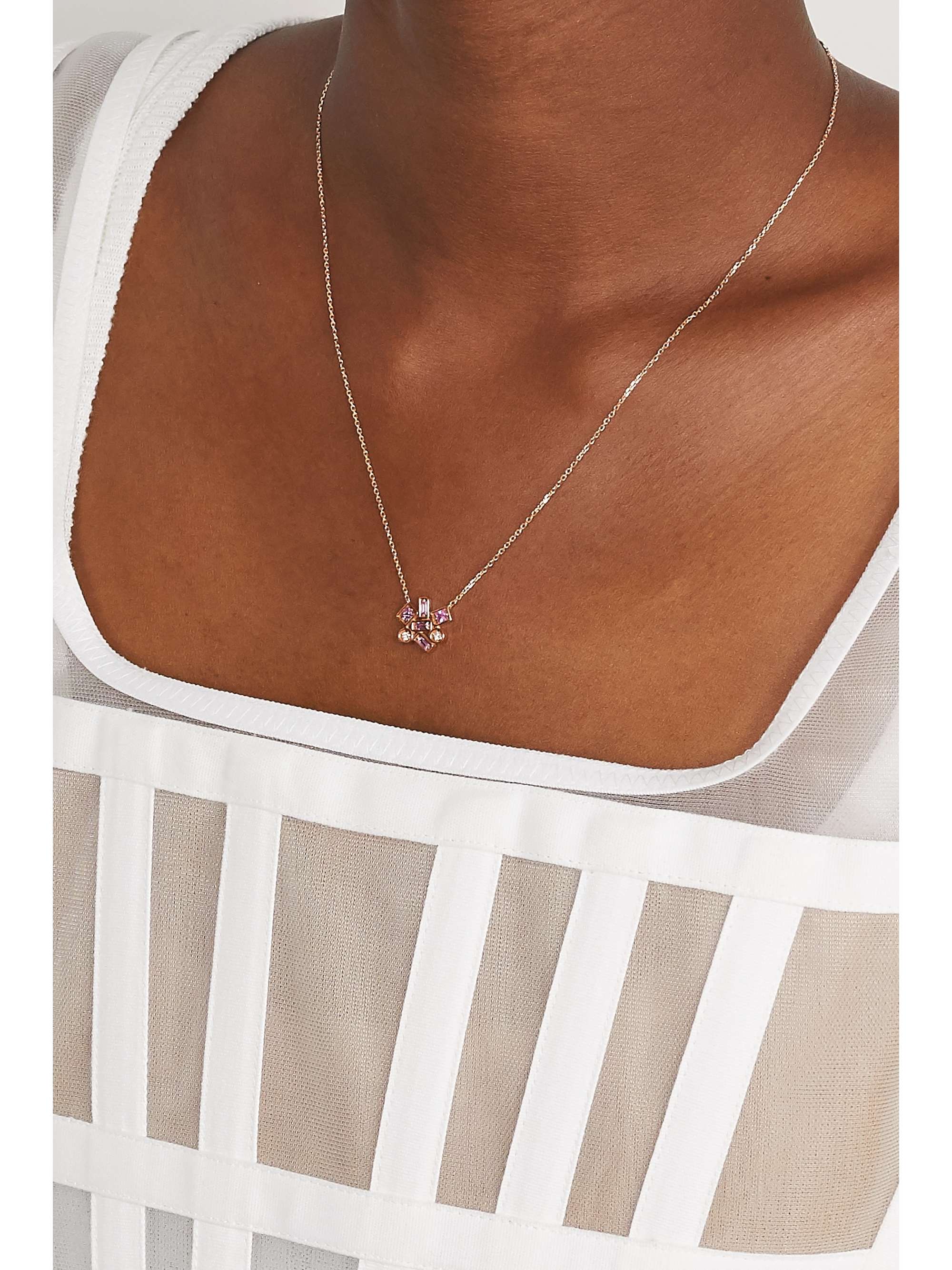 SUZANNE KALAN 18-karat rose gold, sapphire and diamond necklace