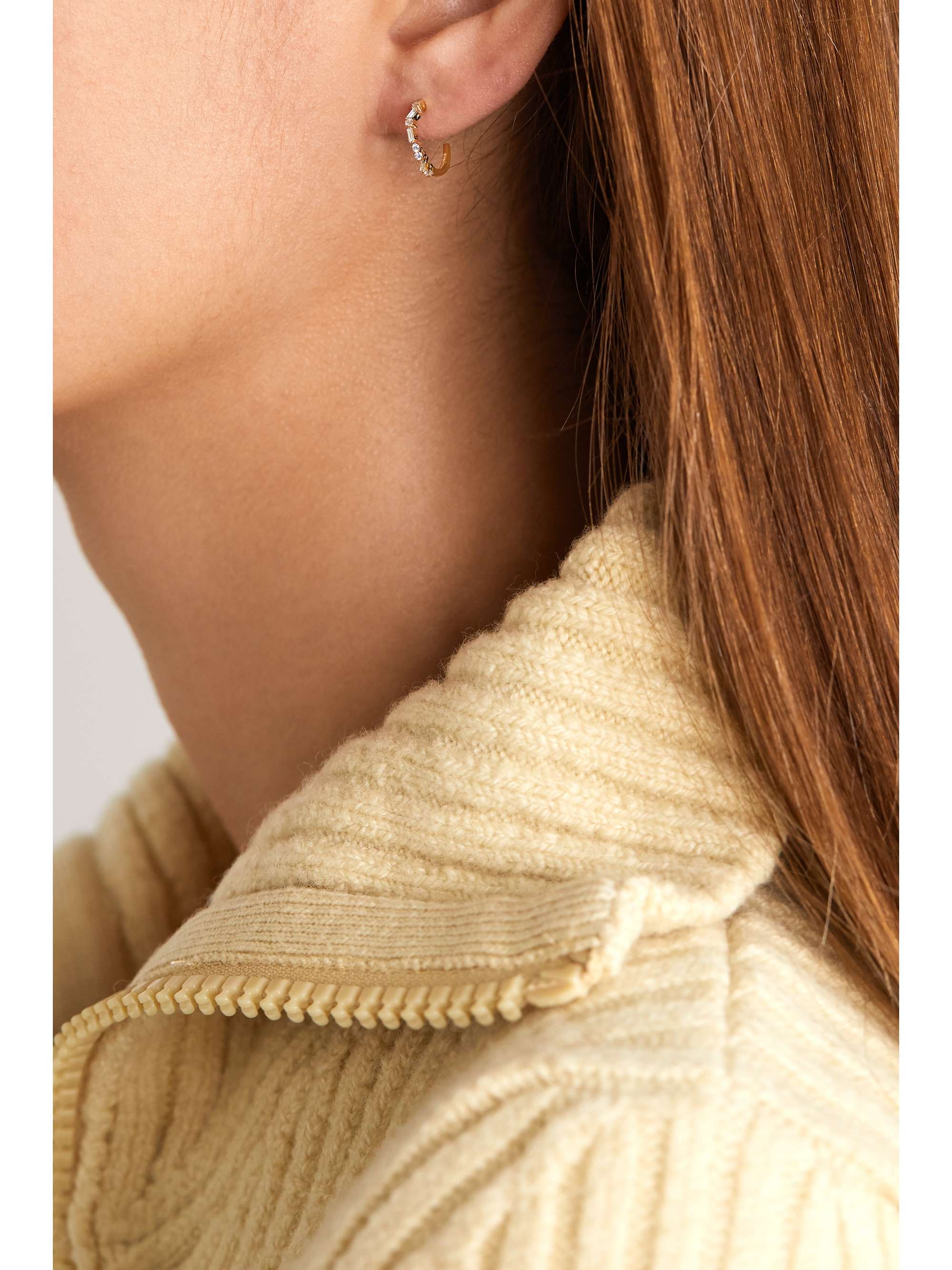 SUZANNE KALAN 18-karat gold diamond hoop earrings
