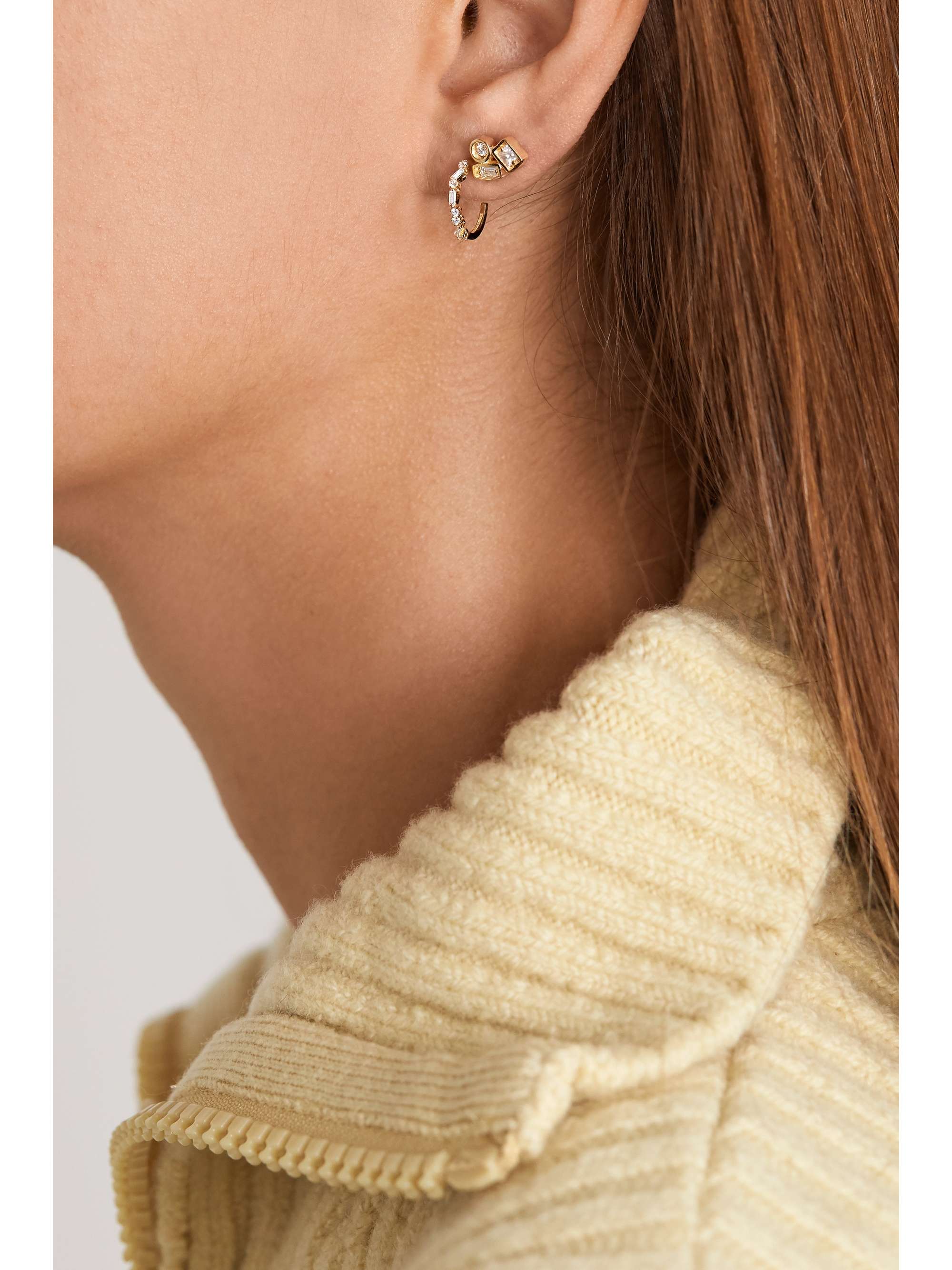SUZANNE KALAN 18-karat gold diamond hoop earrings
