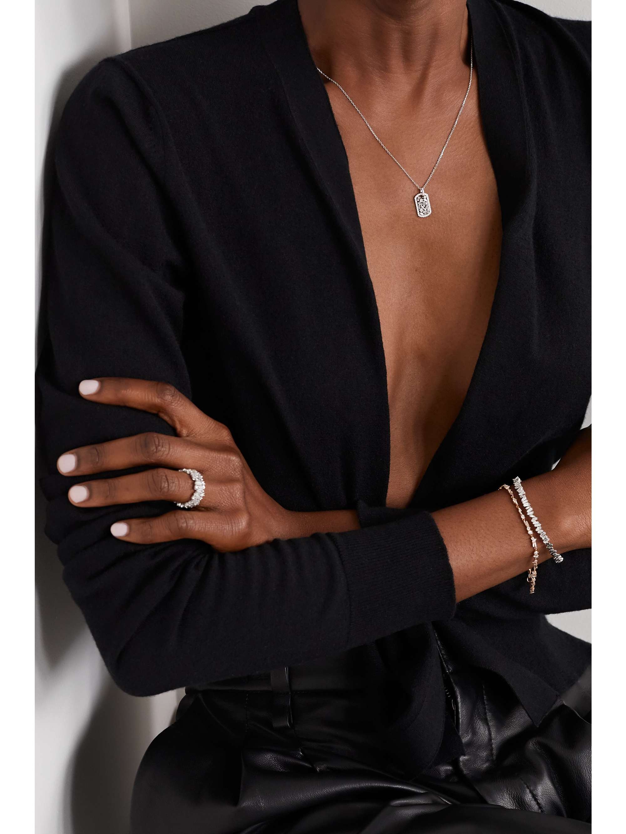 SUZANNE KALAN 18-karat white gold diamond necklace