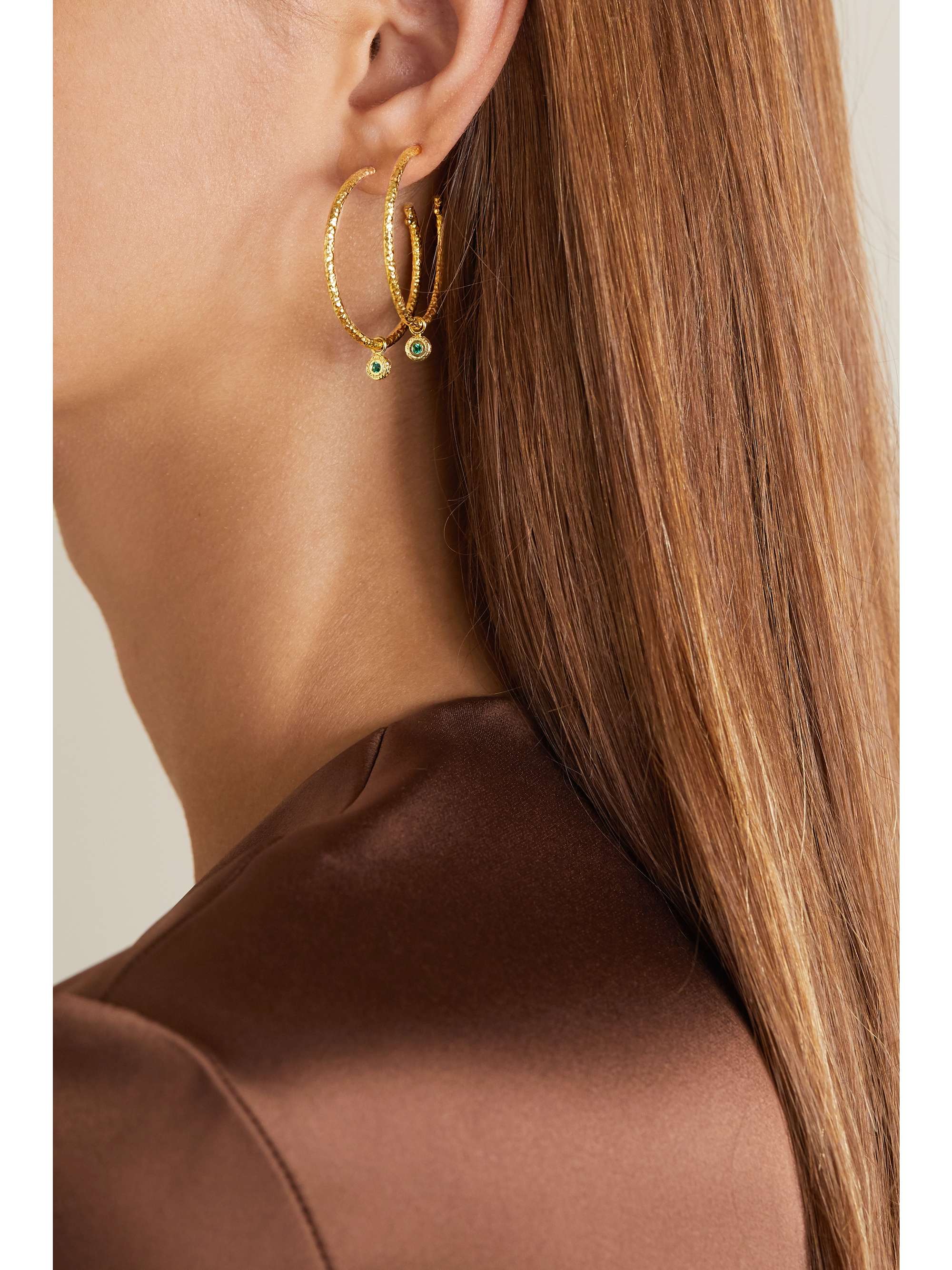 OCTAVIA ELIZABETH + NET SUSTAIN Nesting Gem 18-karat gold emerald hoop earrings