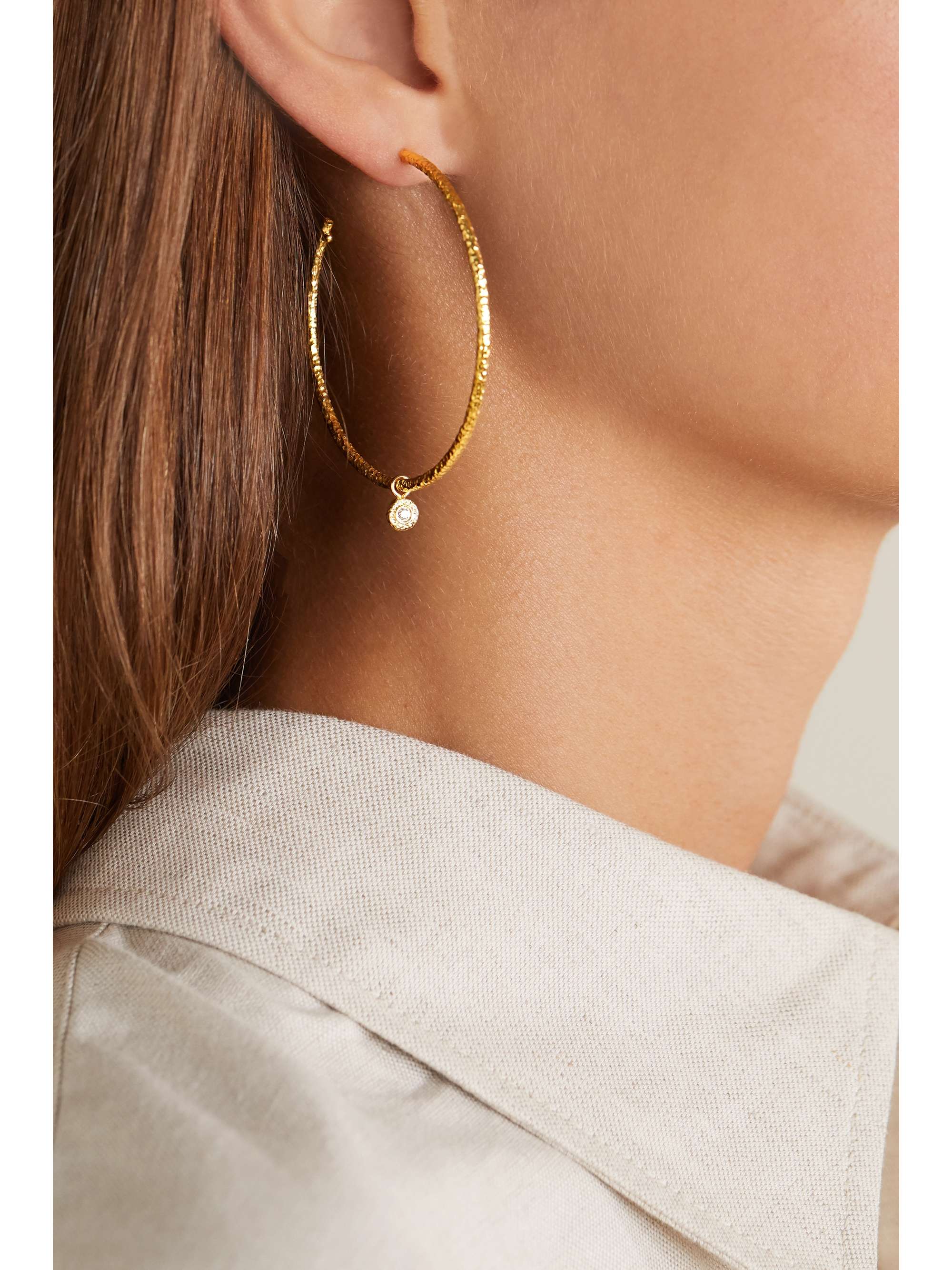 OCTAVIA ELIZABETH + NET SUSTAIN Nesting Gem 18-karat recycled gold diamond hoop earrings