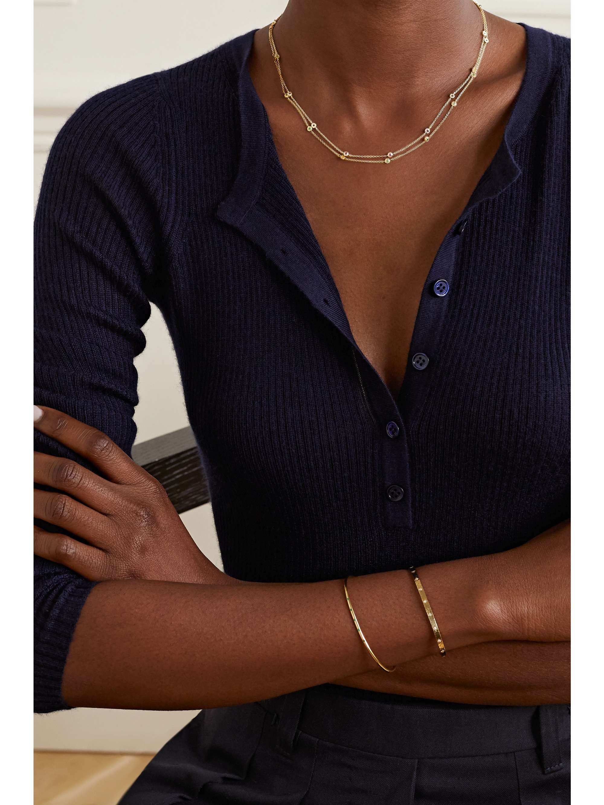 OCTAVIA ELIZABETH + NET SUSTAIN Nesting Gem 18-karat recycled gold emerald necklace
