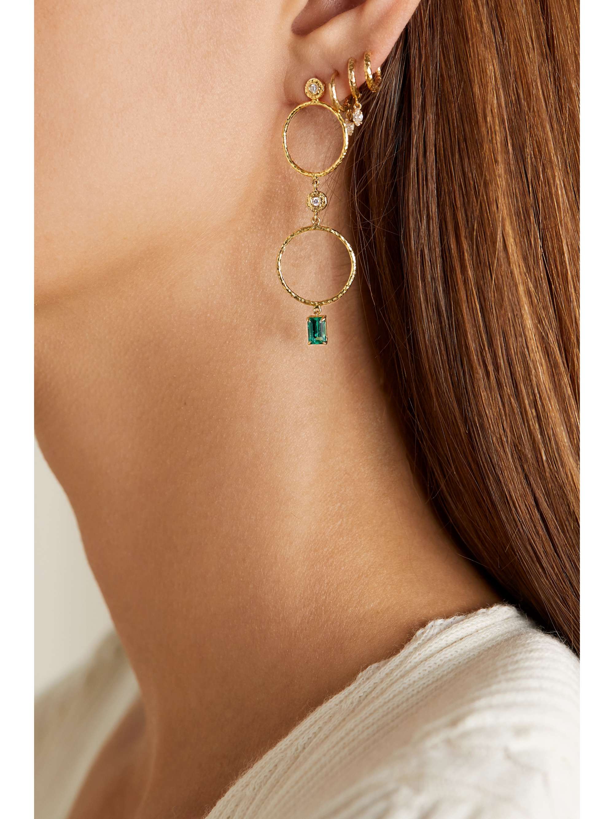 OCTAVIA ELIZABETH + NET SUSTAIN Nesting Gem 18-karat recycled gold, emerald and diamond earrings