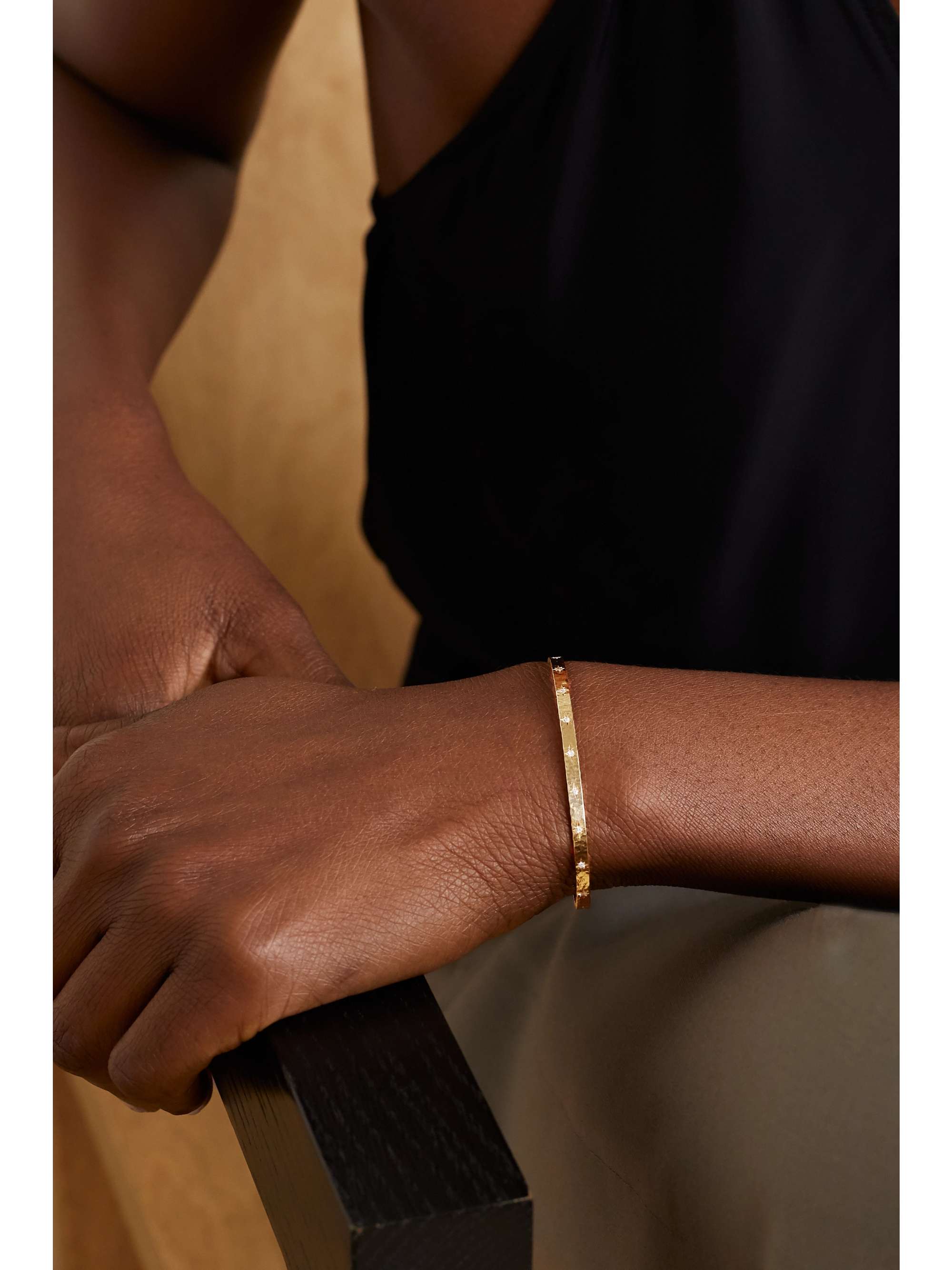 OCTAVIA ELIZABETH + NET SUSTAIN Sanded 18-karat gold diamond cuff