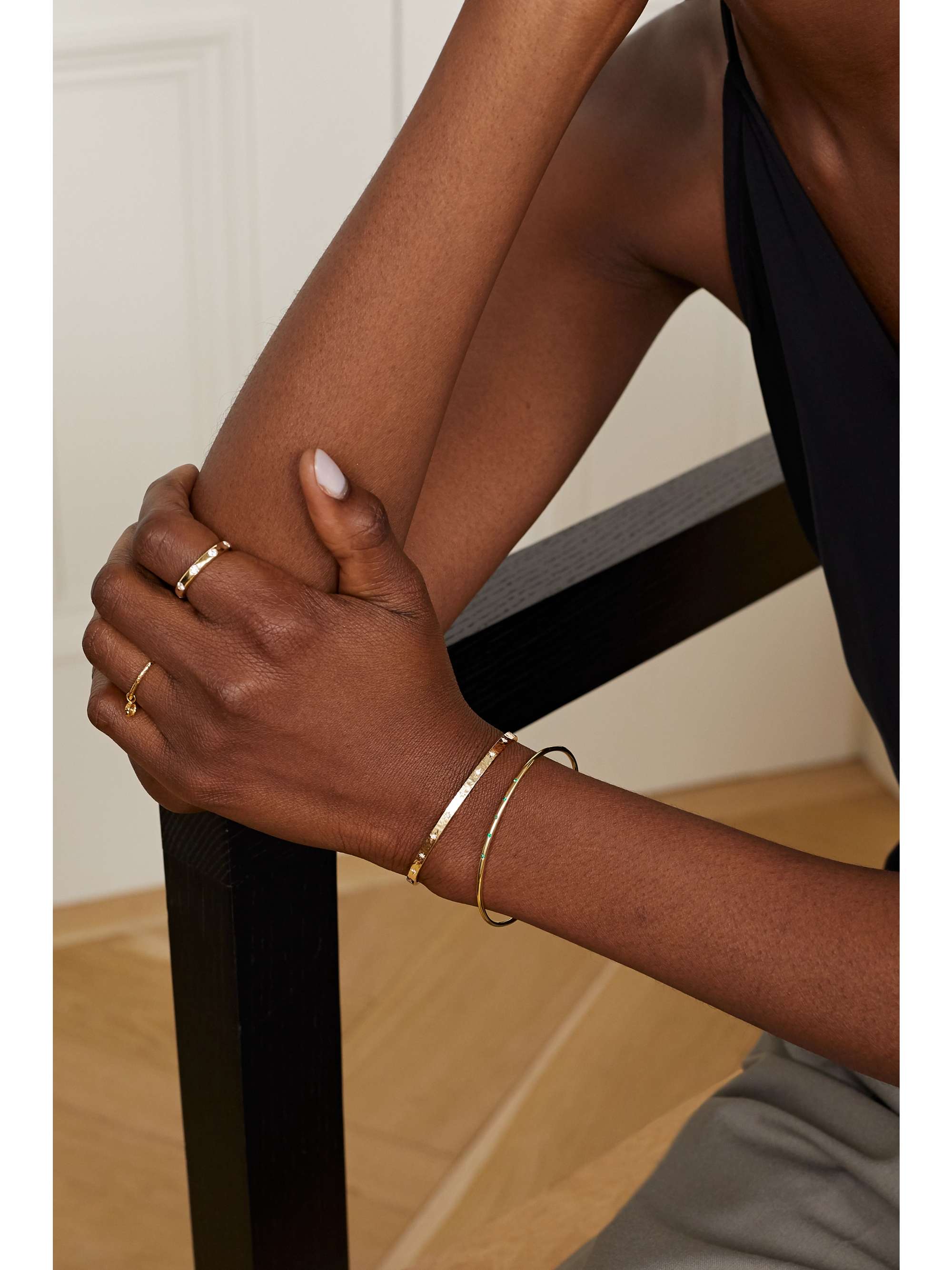 OCTAVIA ELIZABETH + NET SUSTAIN Sanded 18-karat gold diamond cuff