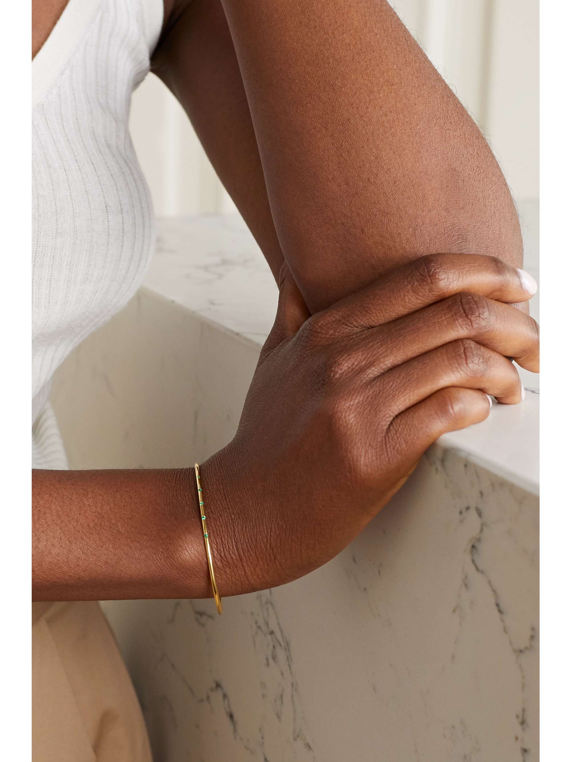 OCTAVIA ELIZABETH + NET SUSTAIN Nesting Gem 18-karat recycled gold emerald cuff