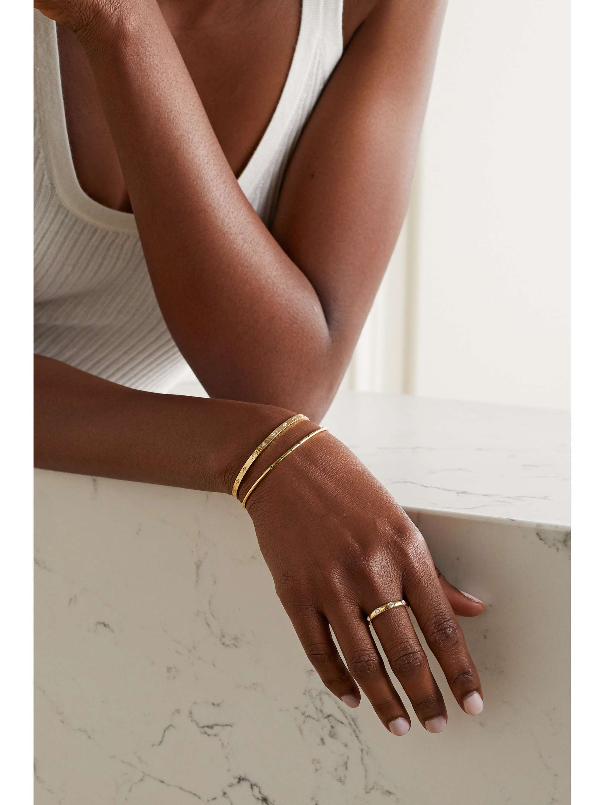 OCTAVIA ELIZABETH + NET SUSTAIN Nesting Gem 18-karat recycled gold emerald cuff