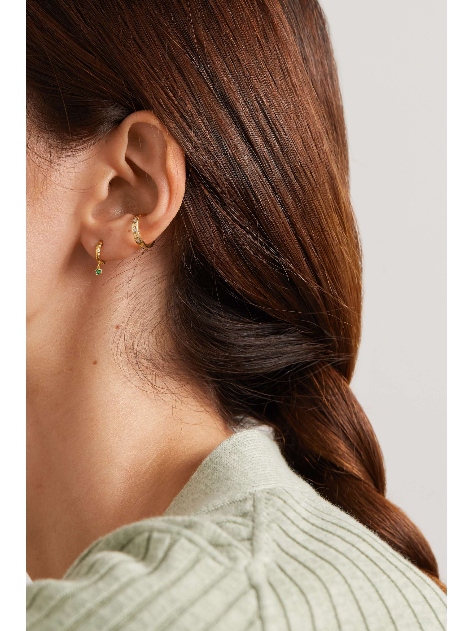 OCTAVIA ELIZABETH + NET SUSTAIN Micro Gabby 18-karat recycled gold diamond hoop earrings