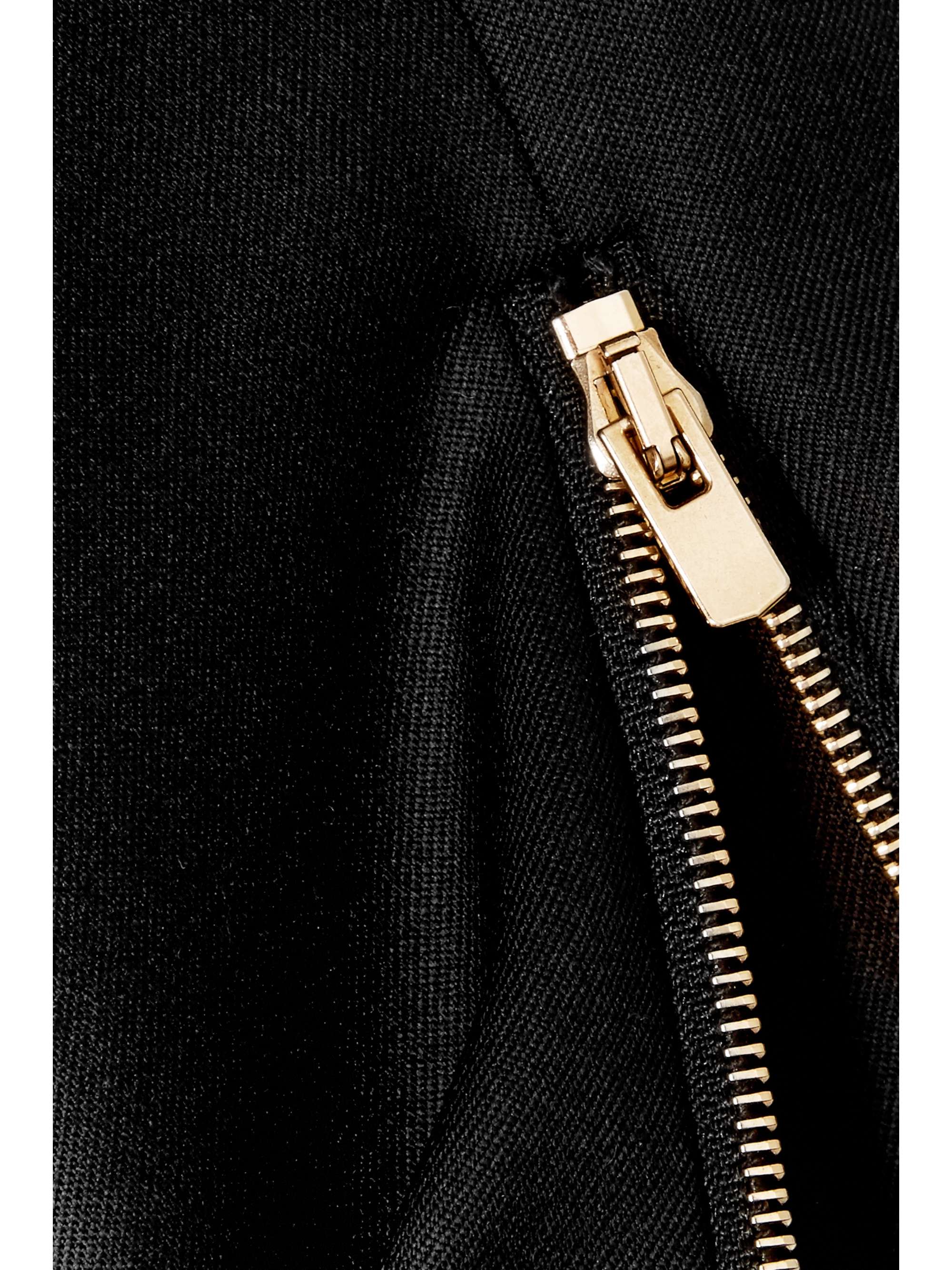 Black Vivian zip-detailed wool straight 